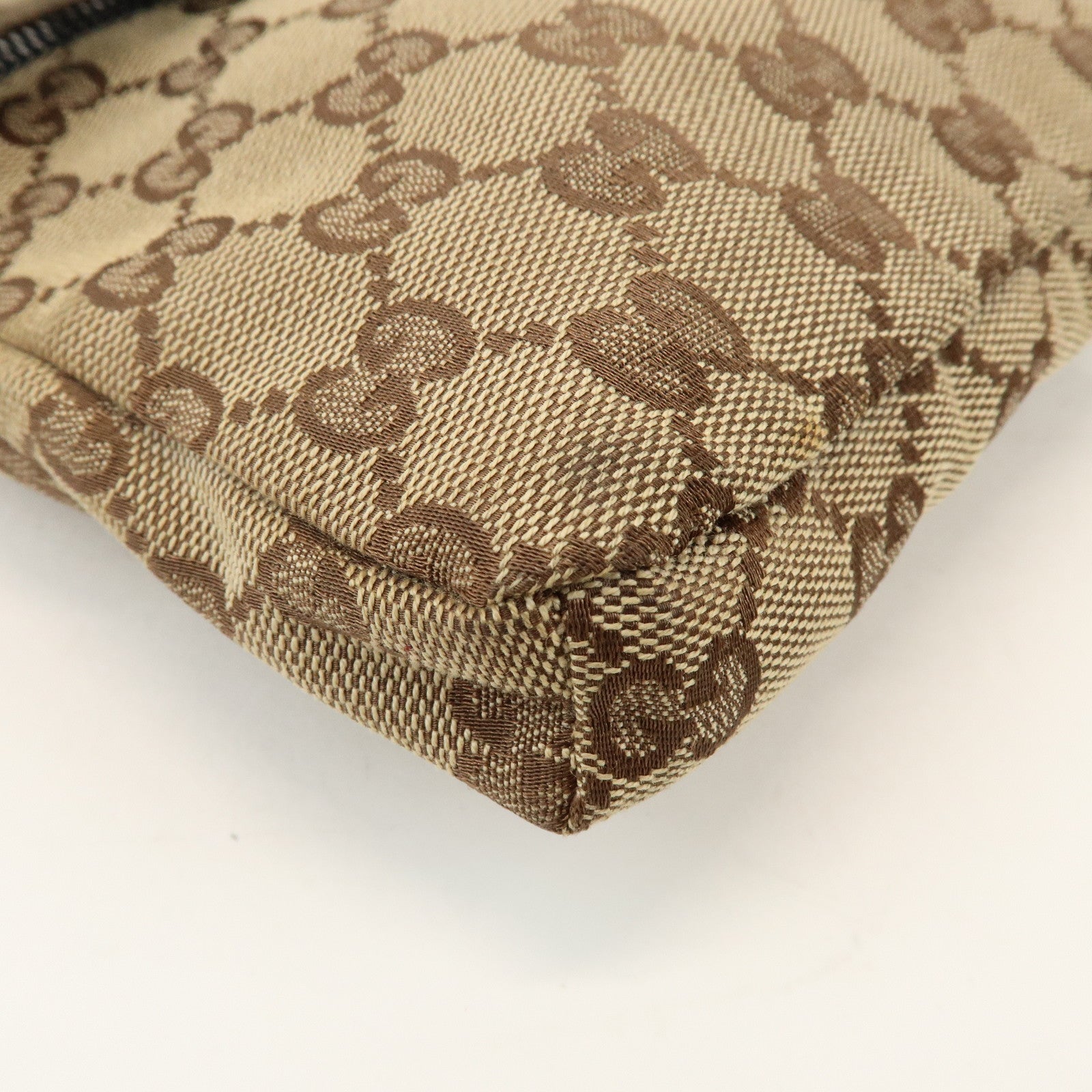 GUCCI Sherry GG Canvas Leather Waist Bag Crossbody Bag Beige 28566