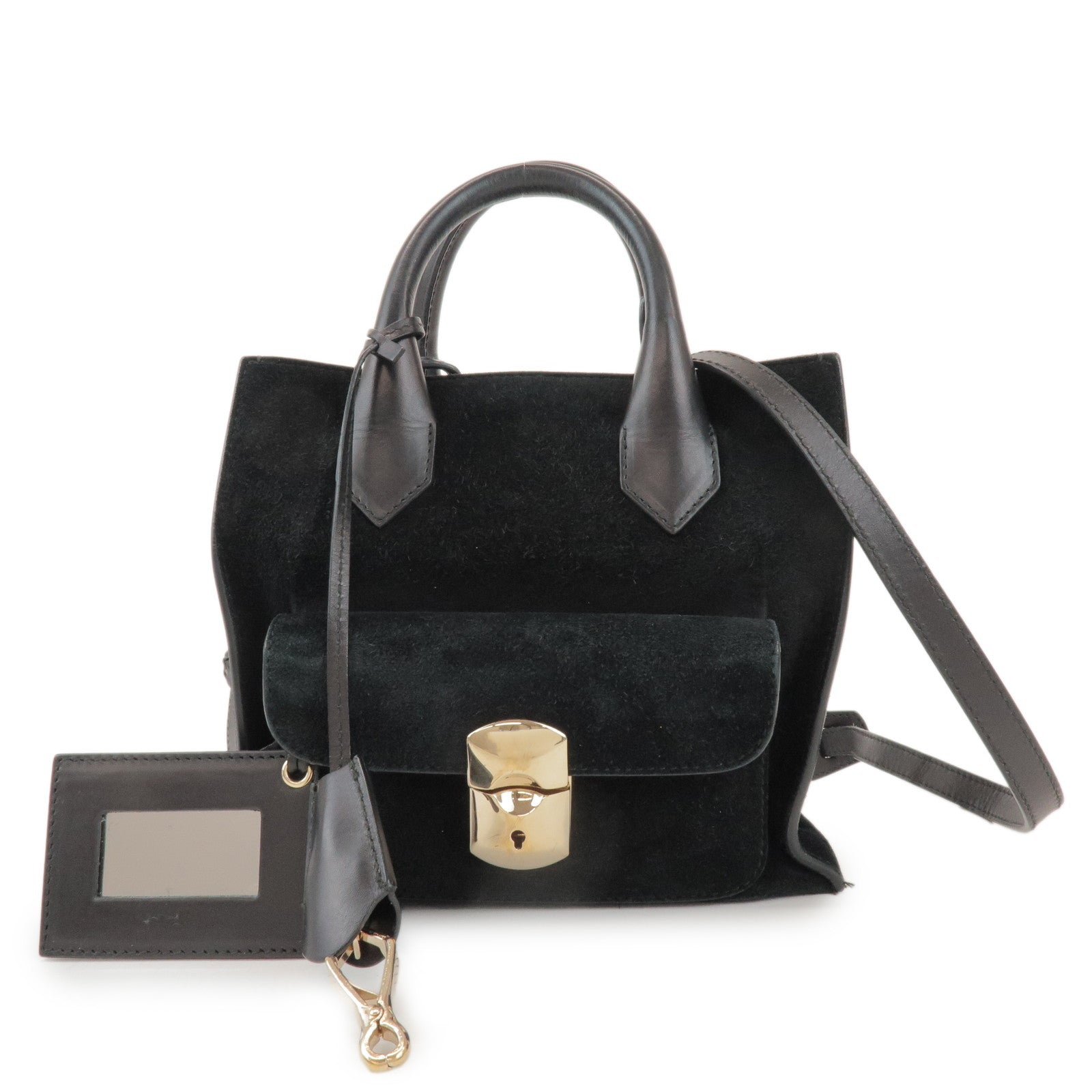 BALENCIAGA Padlock All Afternoon Suede Leather 2Way Bag 319499