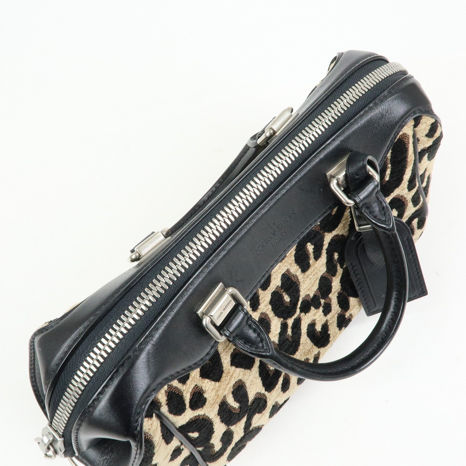 Louis Vuitton Jacquard Canvas Leather Leopard Baby Hand Bag M94257