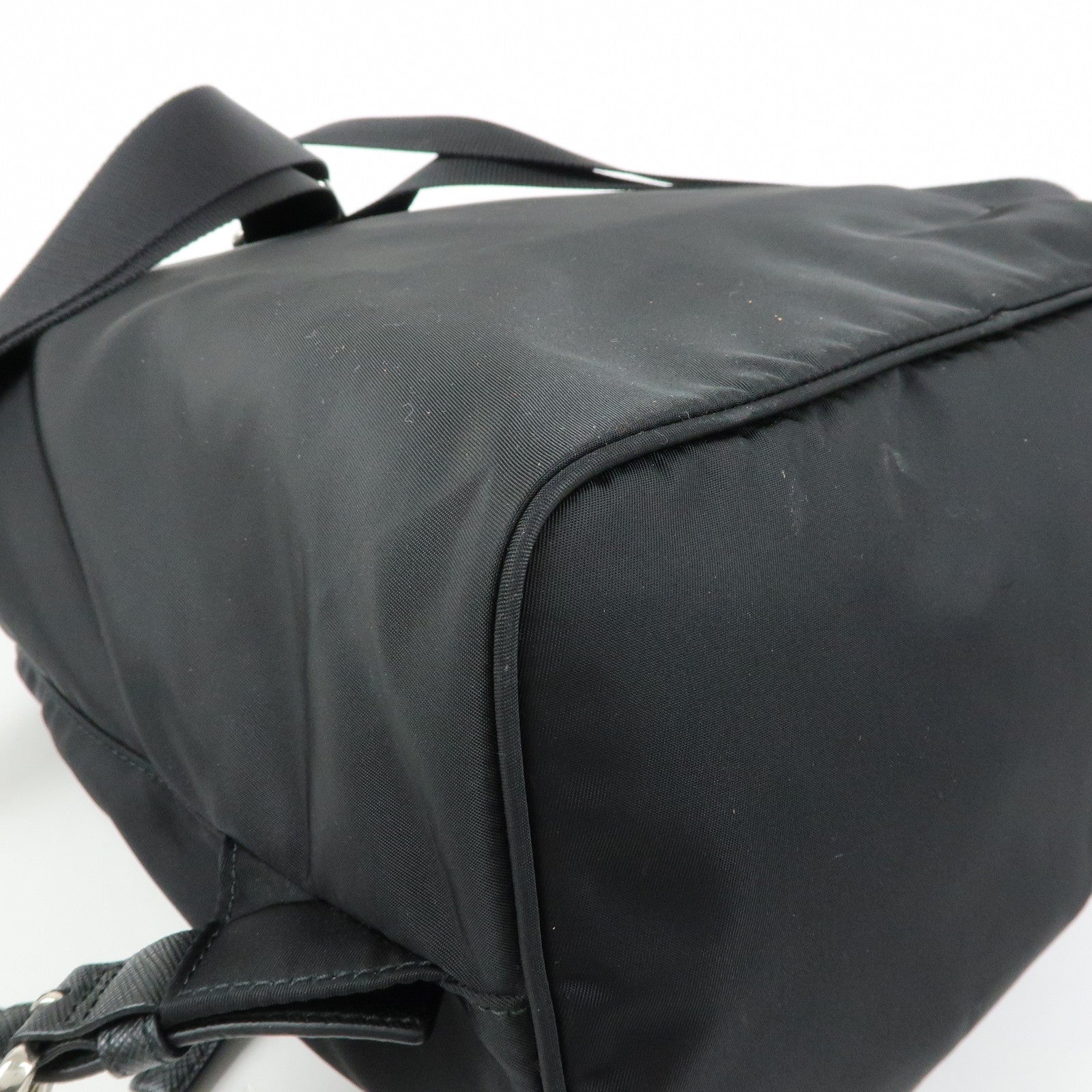 PRADA Triangle Logo Nylon Leather Backpack Rucksack Black 1BZ005