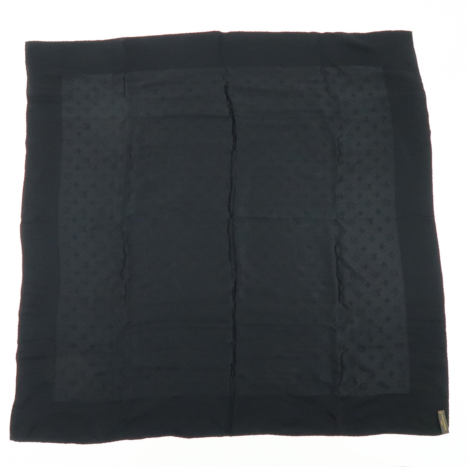 Louis Vuitton Monogram Silk 100% Scarf Shawl Black