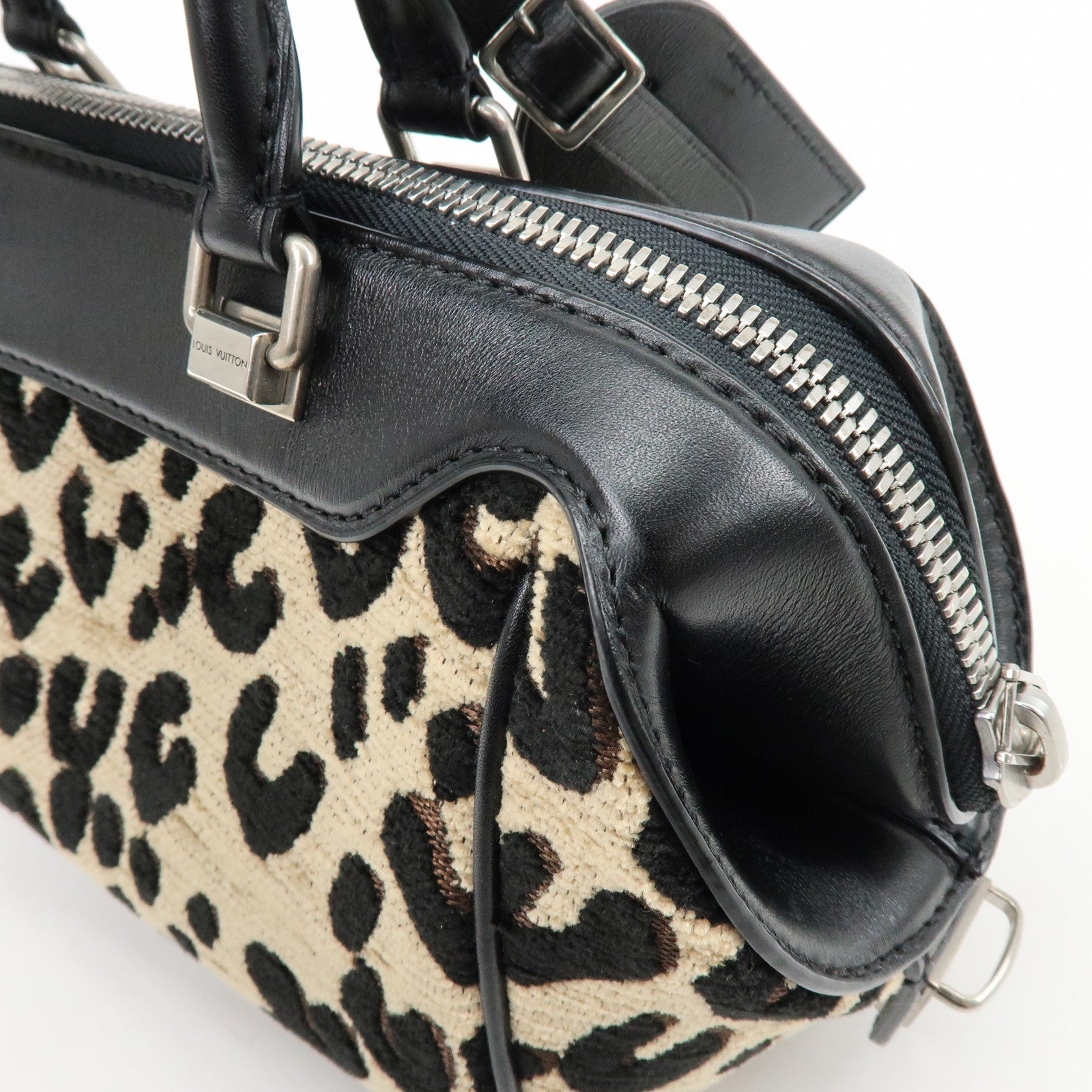 Louis Vuitton Jacquard Canvas Leather Leopard Baby Hand Bag M94257