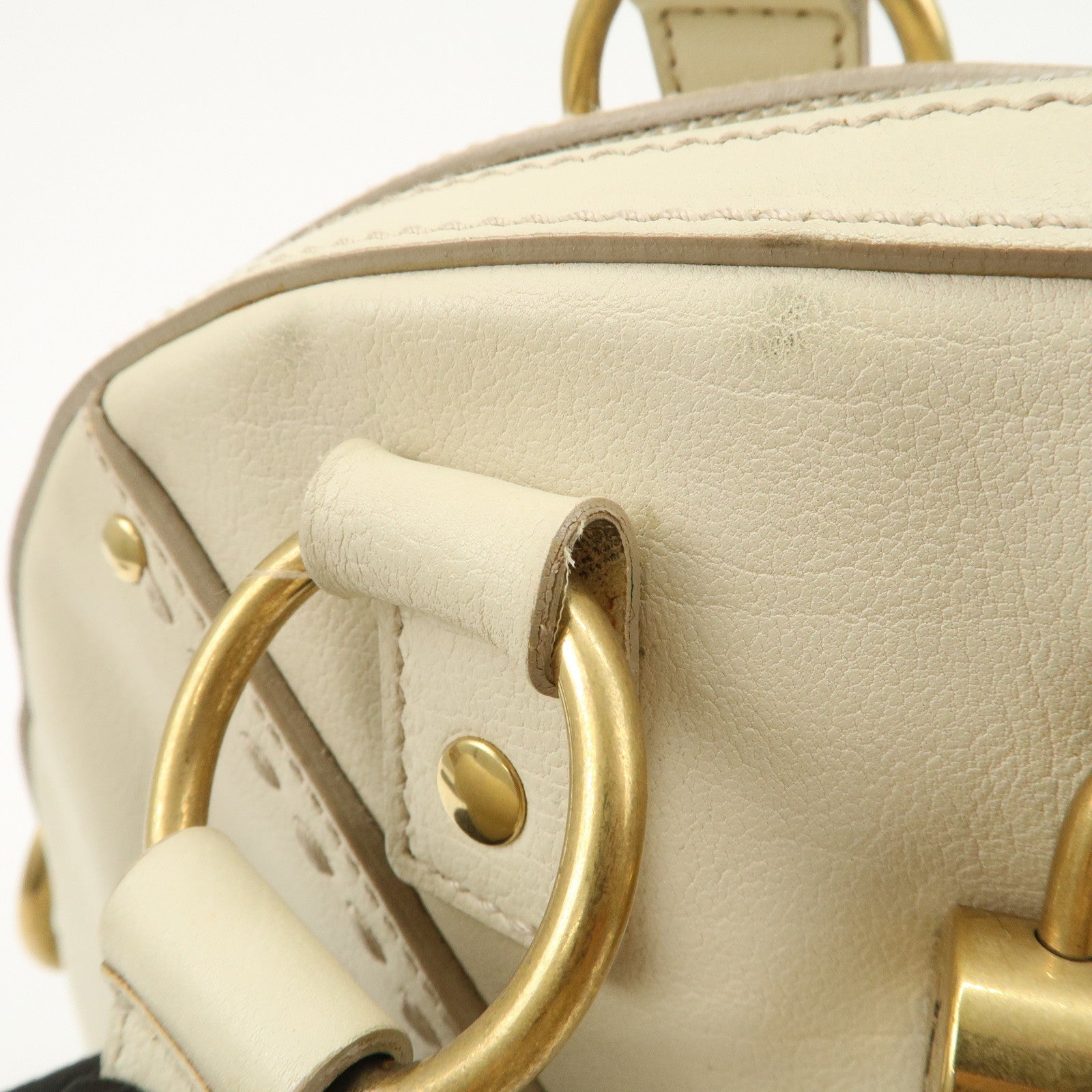 SAINT LAURENT PARIS Muse Leather Hand Bag Shoulder Bag Ivory