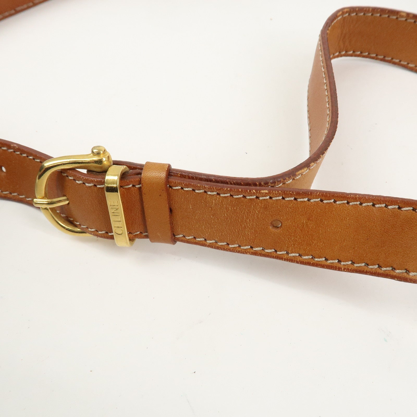 CELINE Macadam PVC Canvas Leather Shoulder Bag Crossbody Bag Brown