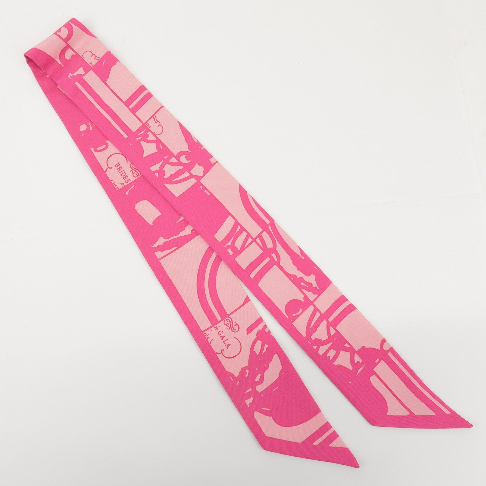 HERMES Twilly Silk 100% BRIDES de GALA Scarf Pink