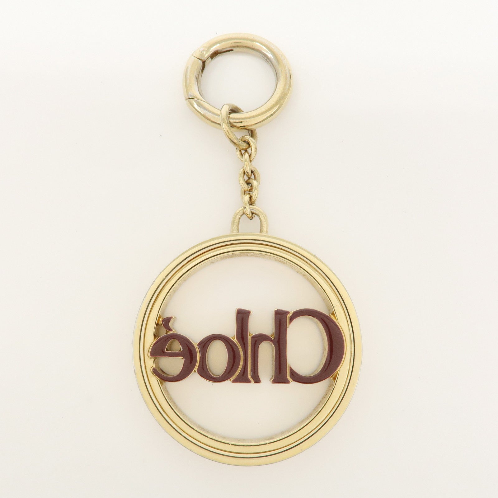 Chloe Metal Bag Charm Key Charm Key Chain Gold Brown