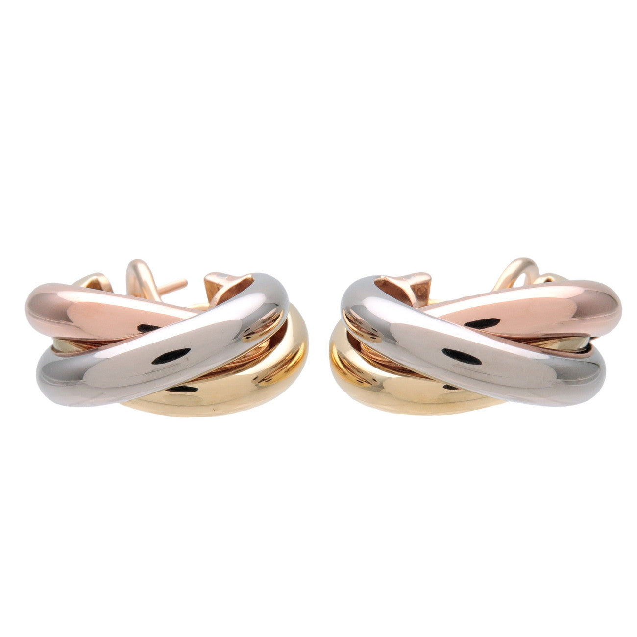 Cartier Trinity Earrings K18 750 White Gold Rose Gold Yellow Gold