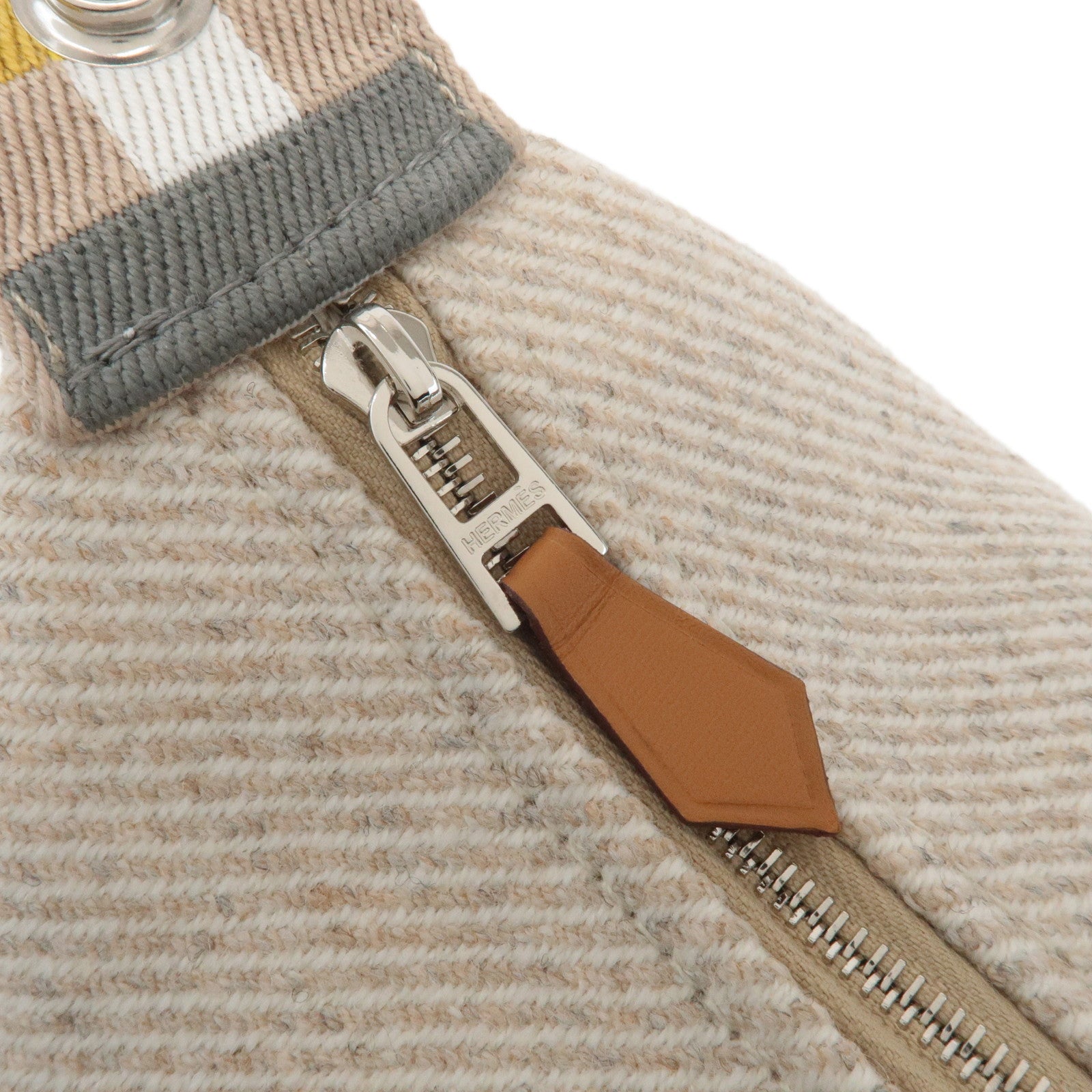 HERMES Wool Bride A Brac PM Hand Bag Silver Hardware Used