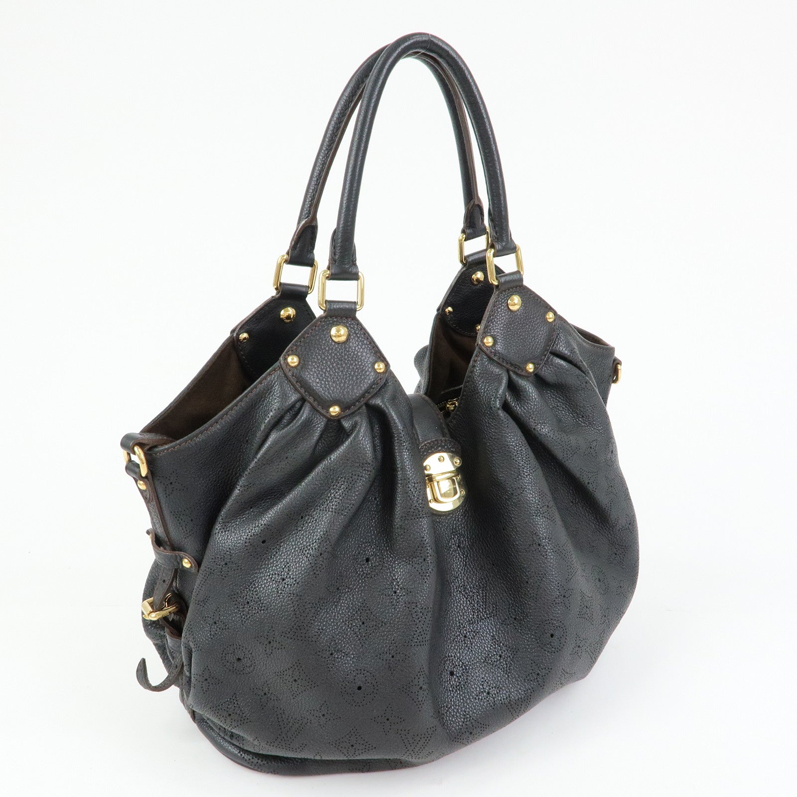 Louis Vuitton Monogram Leather Mahina L Shoulder Bag Noir M95765