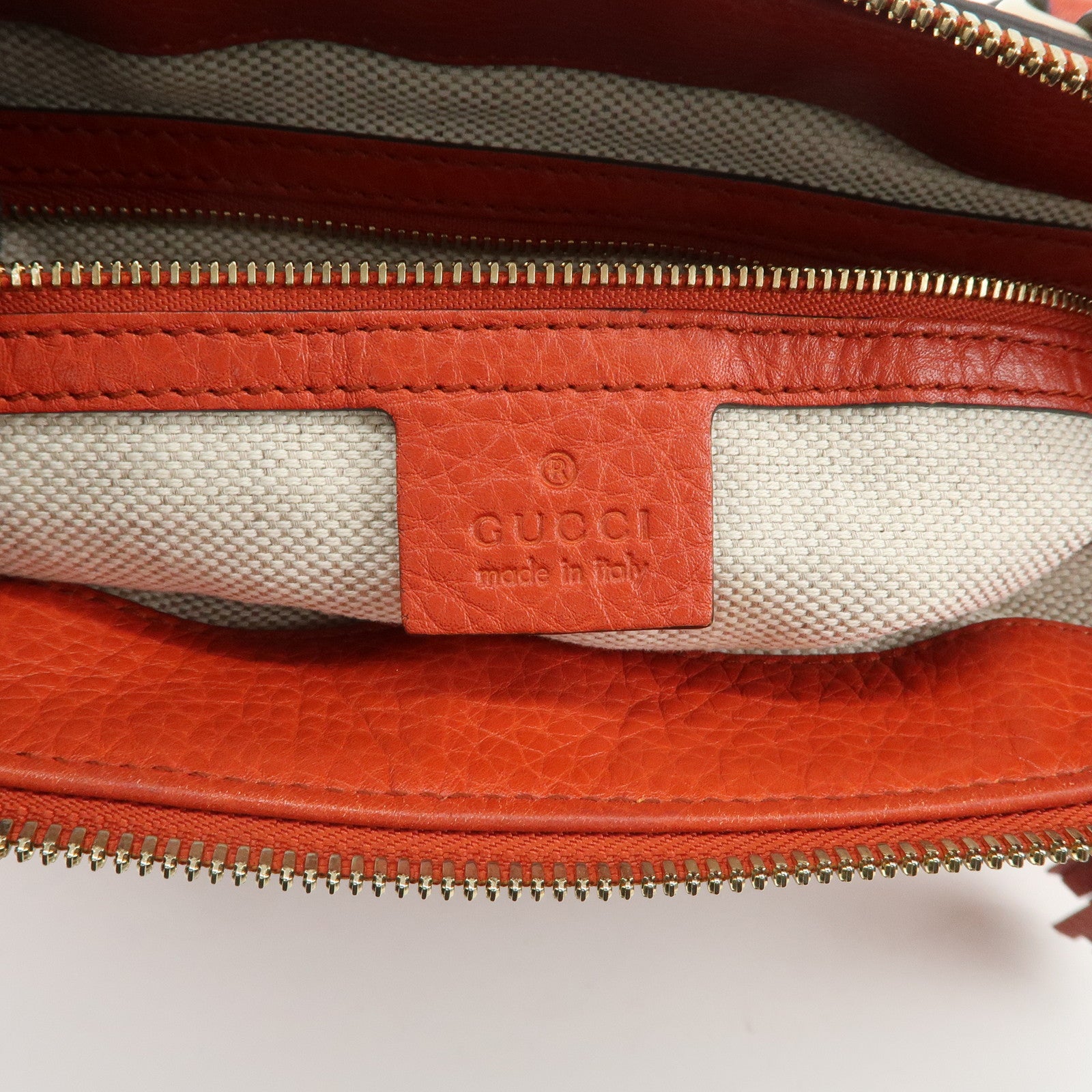 GUCCI SOHO Interlocking G Leather 2Way Hand Bag Orange 308362