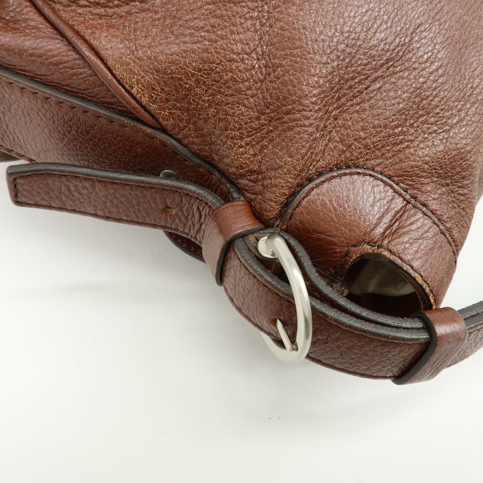 CELINE Tassel Leather Shoulder Bag Brown