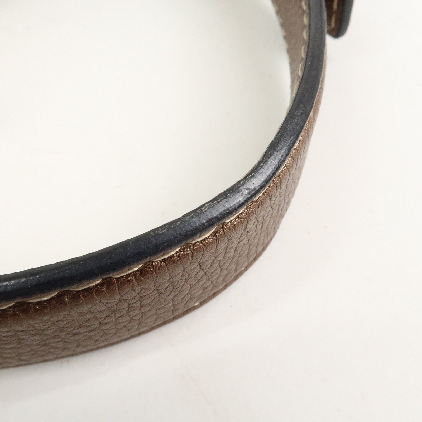 LOEWE New Road Line Logo Canvas Leather Shoulder Bag Brown Beige