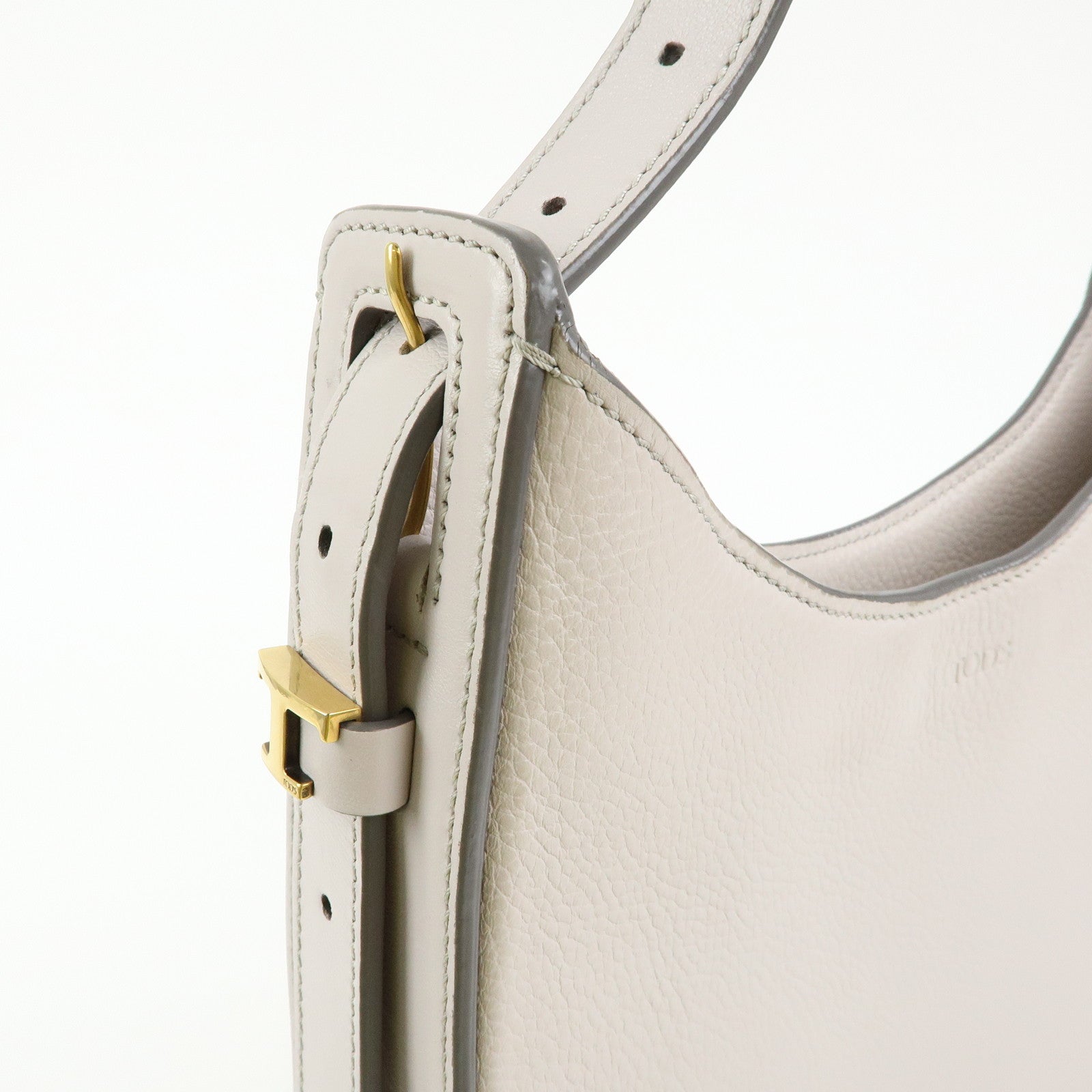 TOD'S OBOE Medium Leather Shoulder Bag Hand Bag Gray