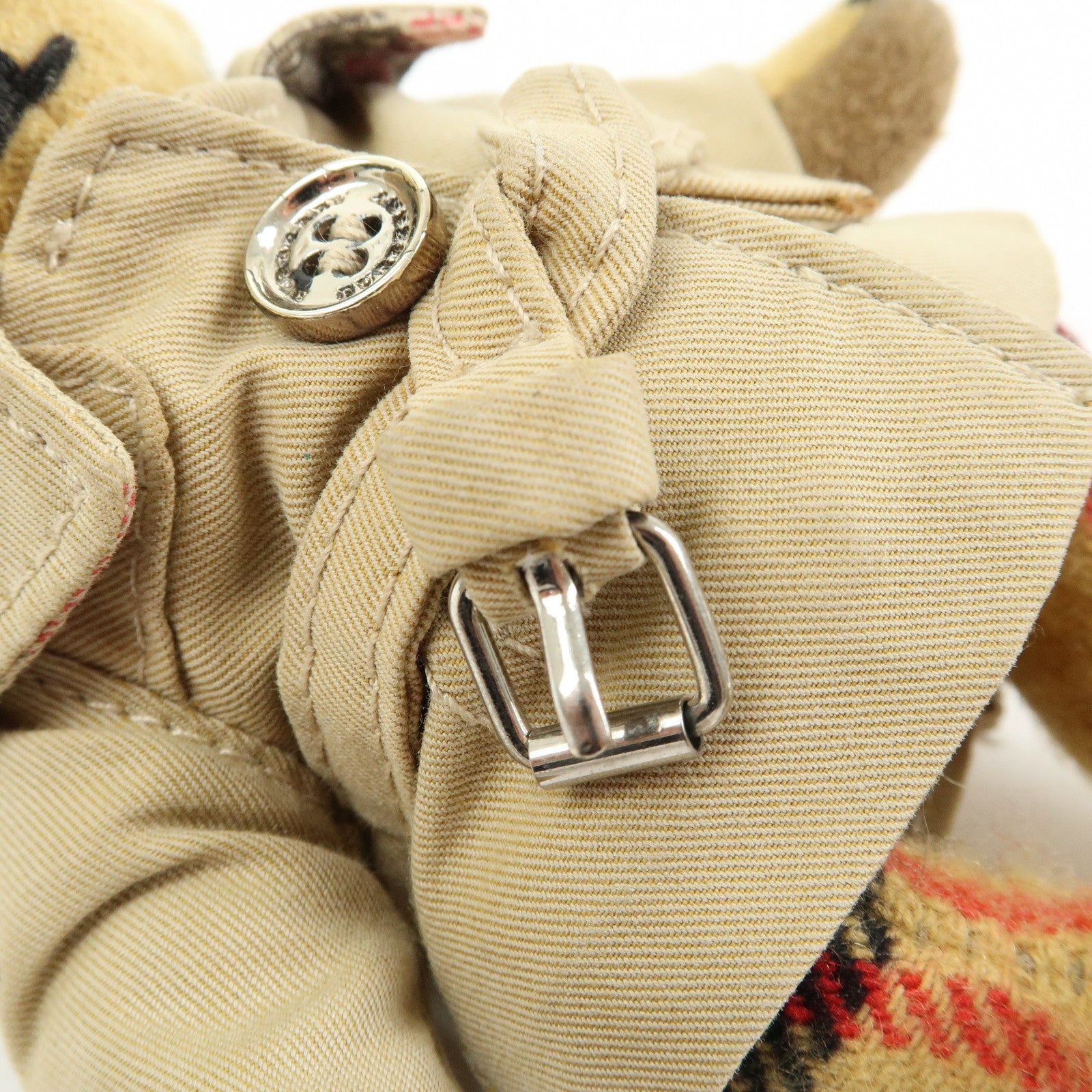 BURBERRY Nova Paid Canvas Bag Charm Key Holder Thomas Bear Beige