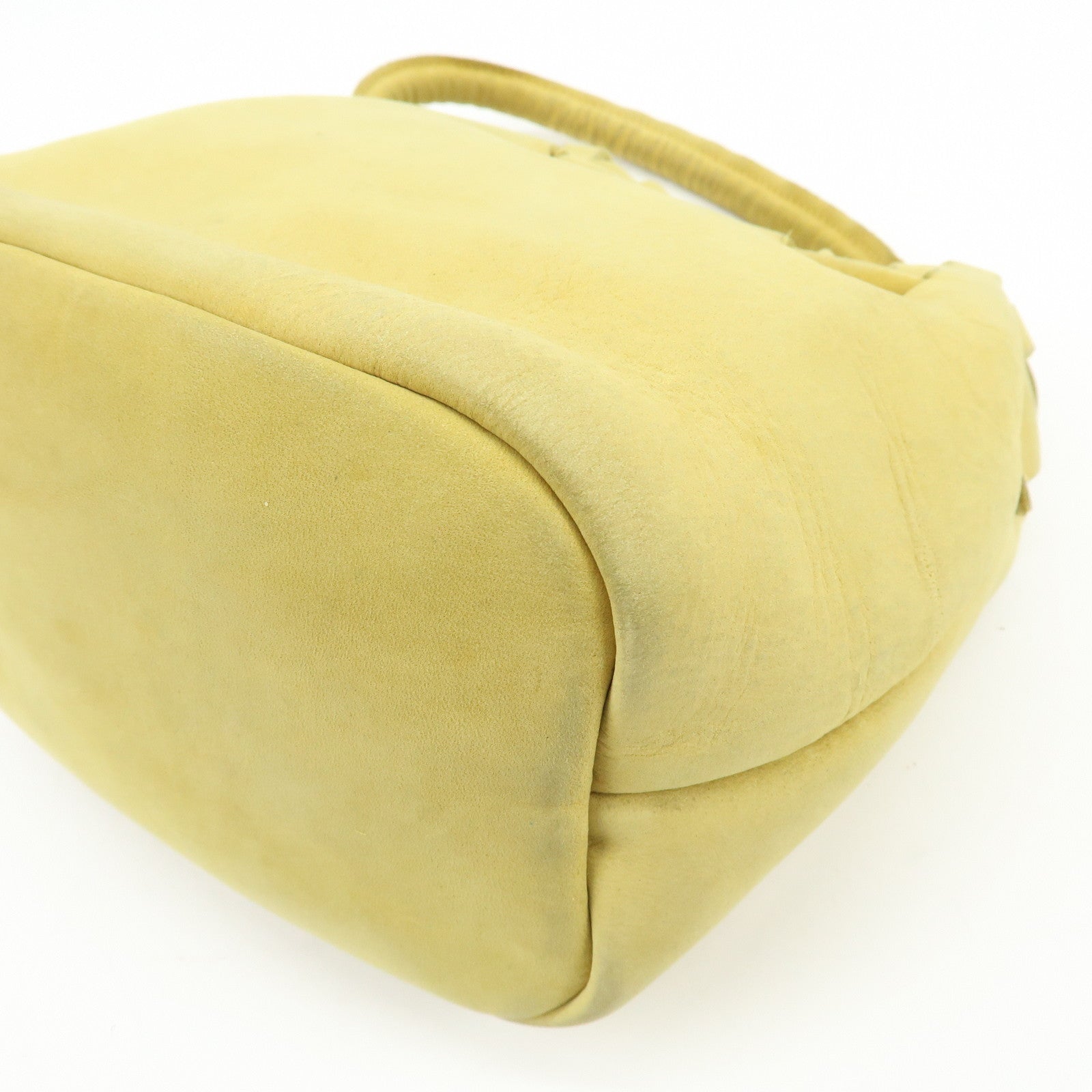 Ferragamo Suede Small Drawstring Hand Bag Yellow