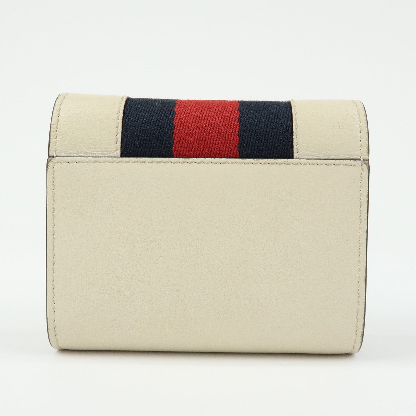 GUCCI Sherry Silvie Leather Tri-fold Compact Wallet Ivory 476081