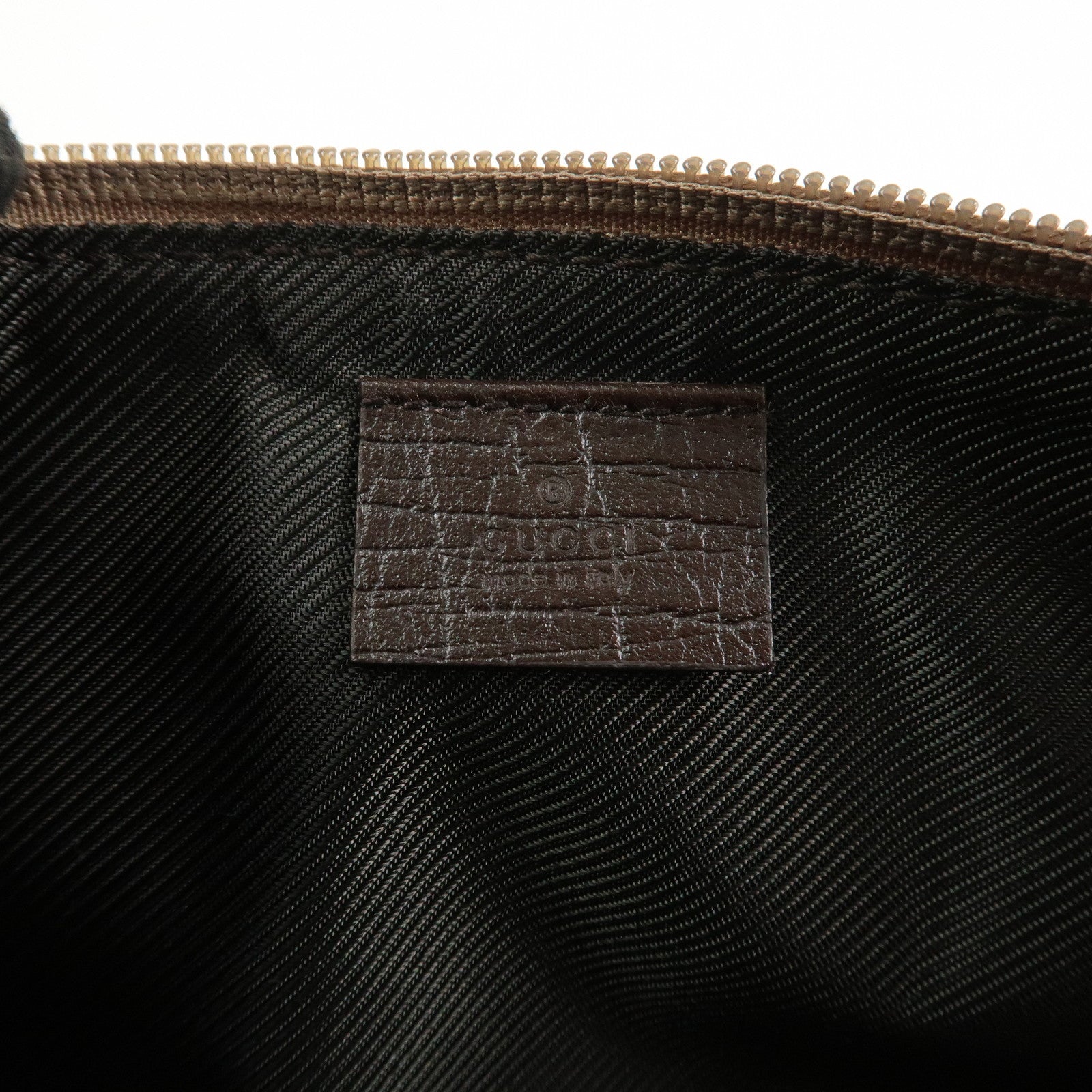 GUCCI Boat Bag GG Canvas Leather Hand Bag Brown 07198