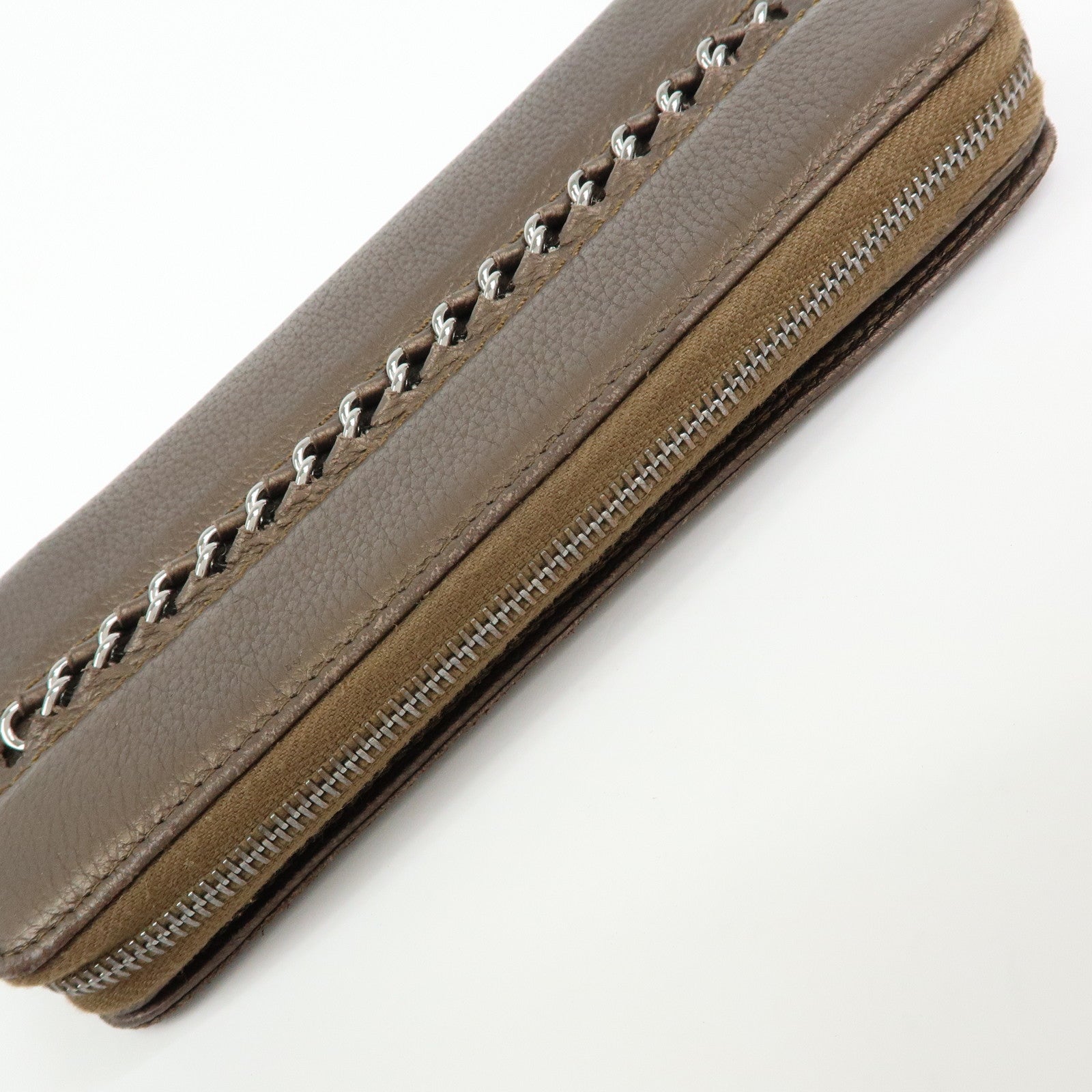 CHANEL COCO Mark Luxury Line Calf Leather Long Wallet Brown