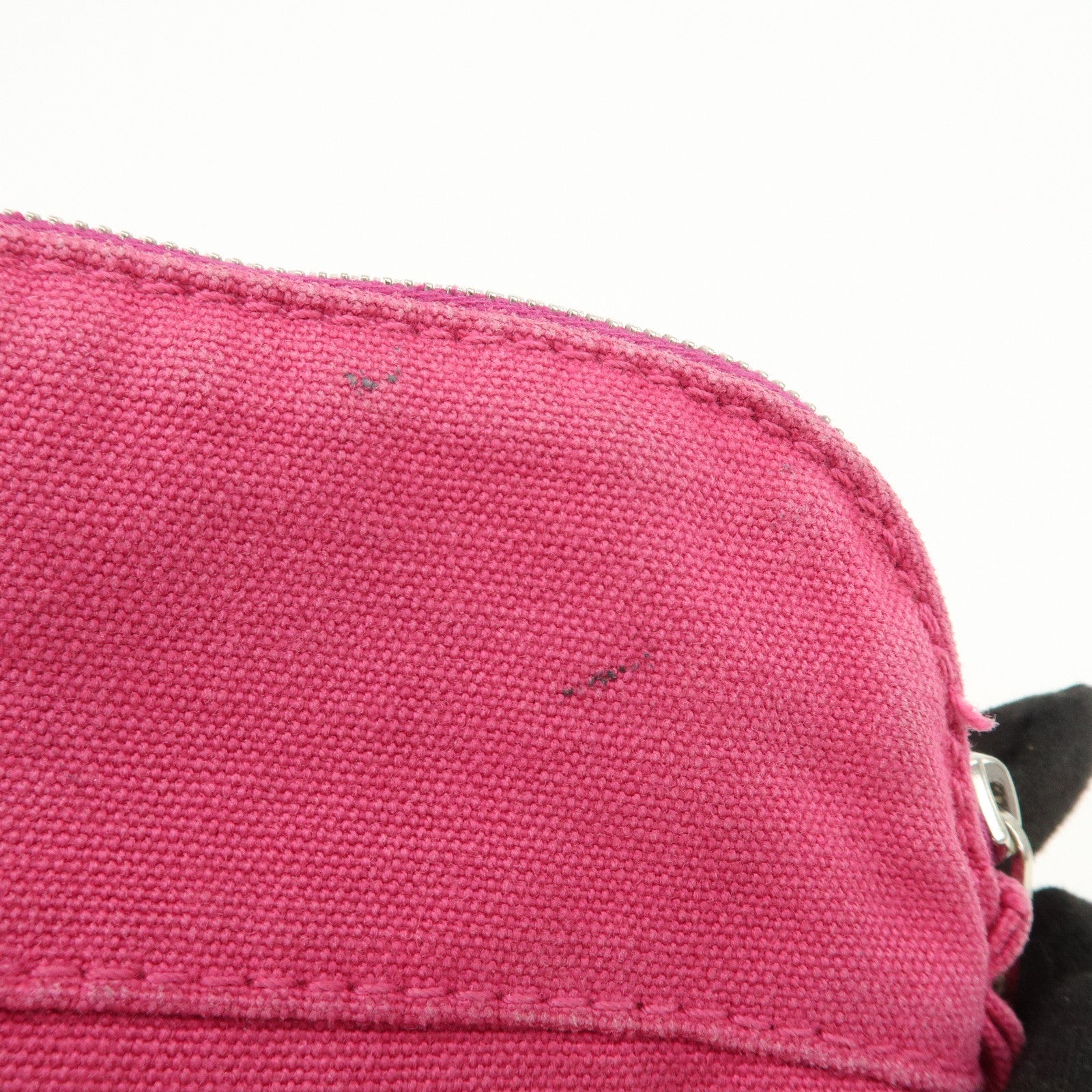 HERMES Canvas Leather Bolide Set of 3 Pouch Yellow Pink Gray