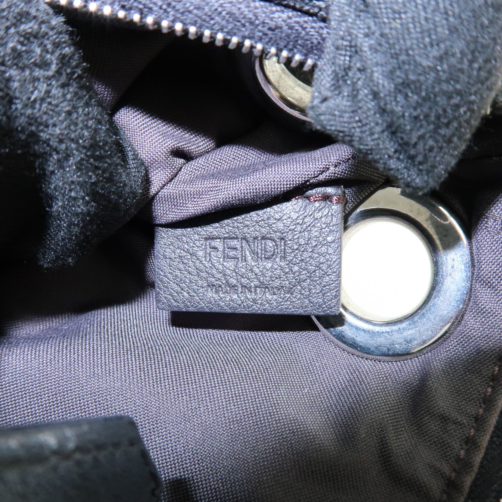 FENDI Zuccca F is FENDI Leather Velvet Triplette Clutch Bag 8BS001