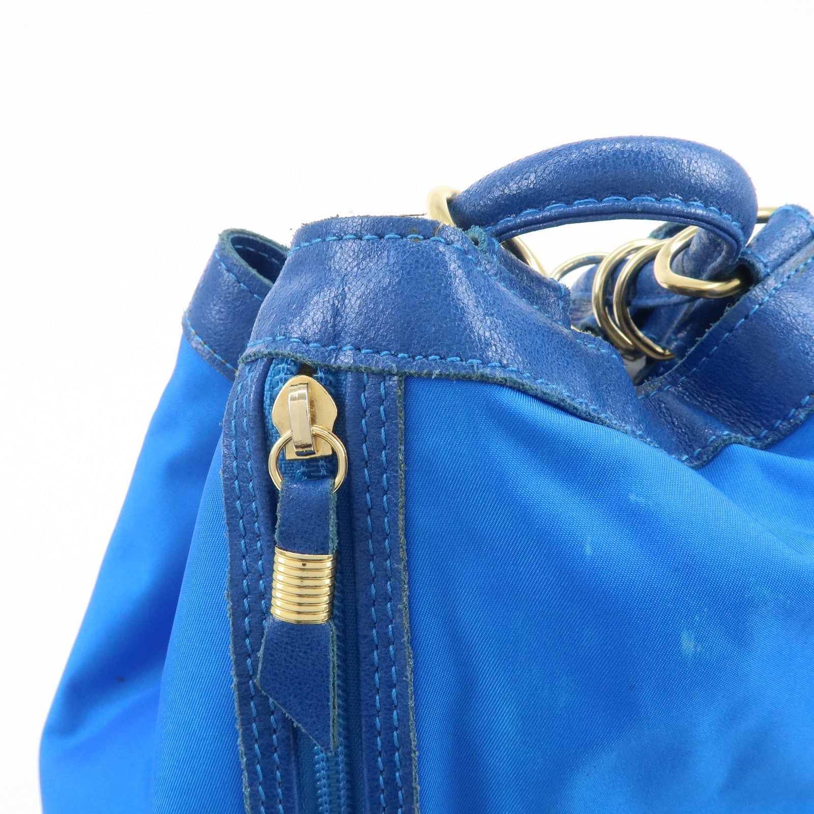 LOEWE Anagram Logo Nylon Leather Backpack Rucksack Blue