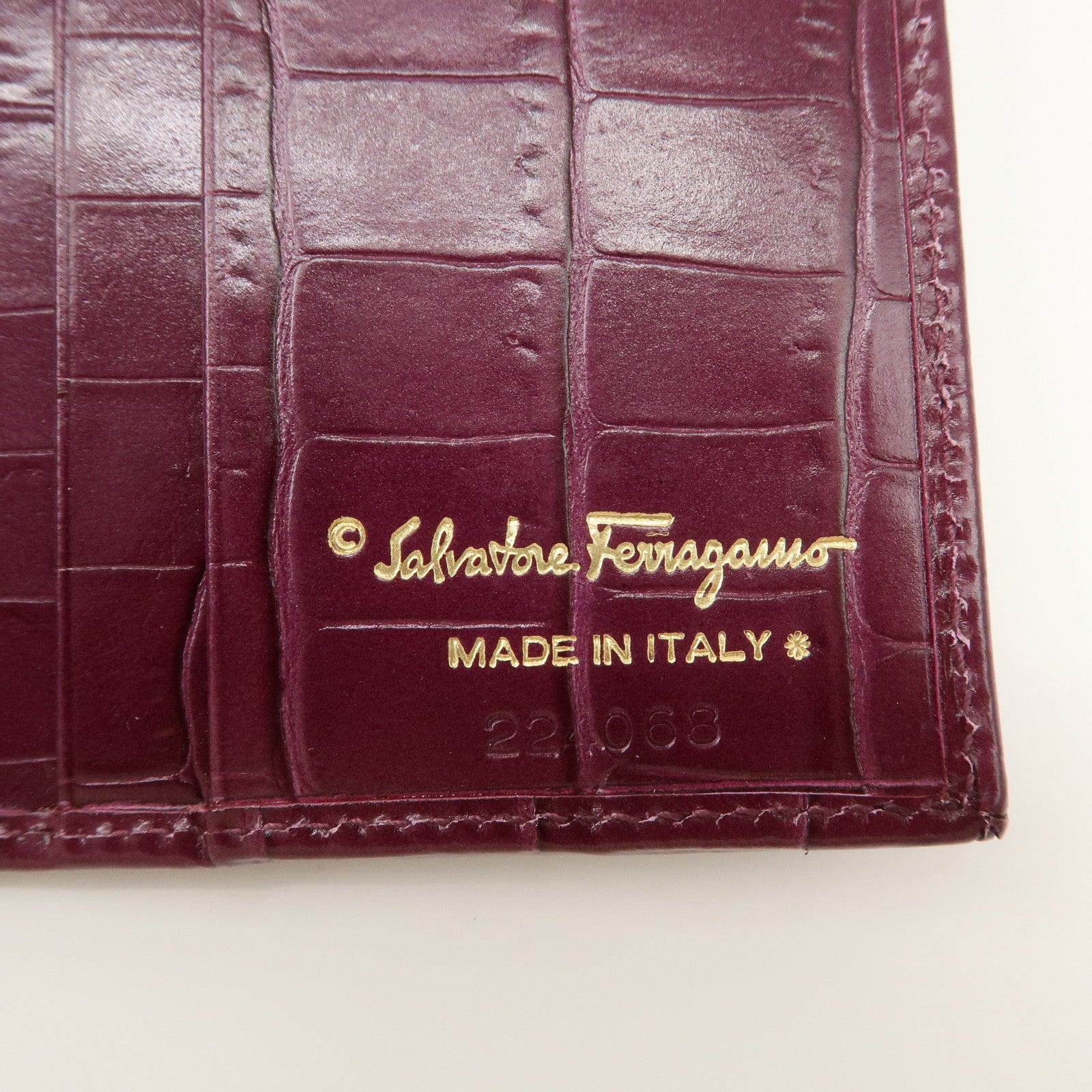 Ferragamo Gancini Vara Leather Wallet Set Of 2 Black Purple Used