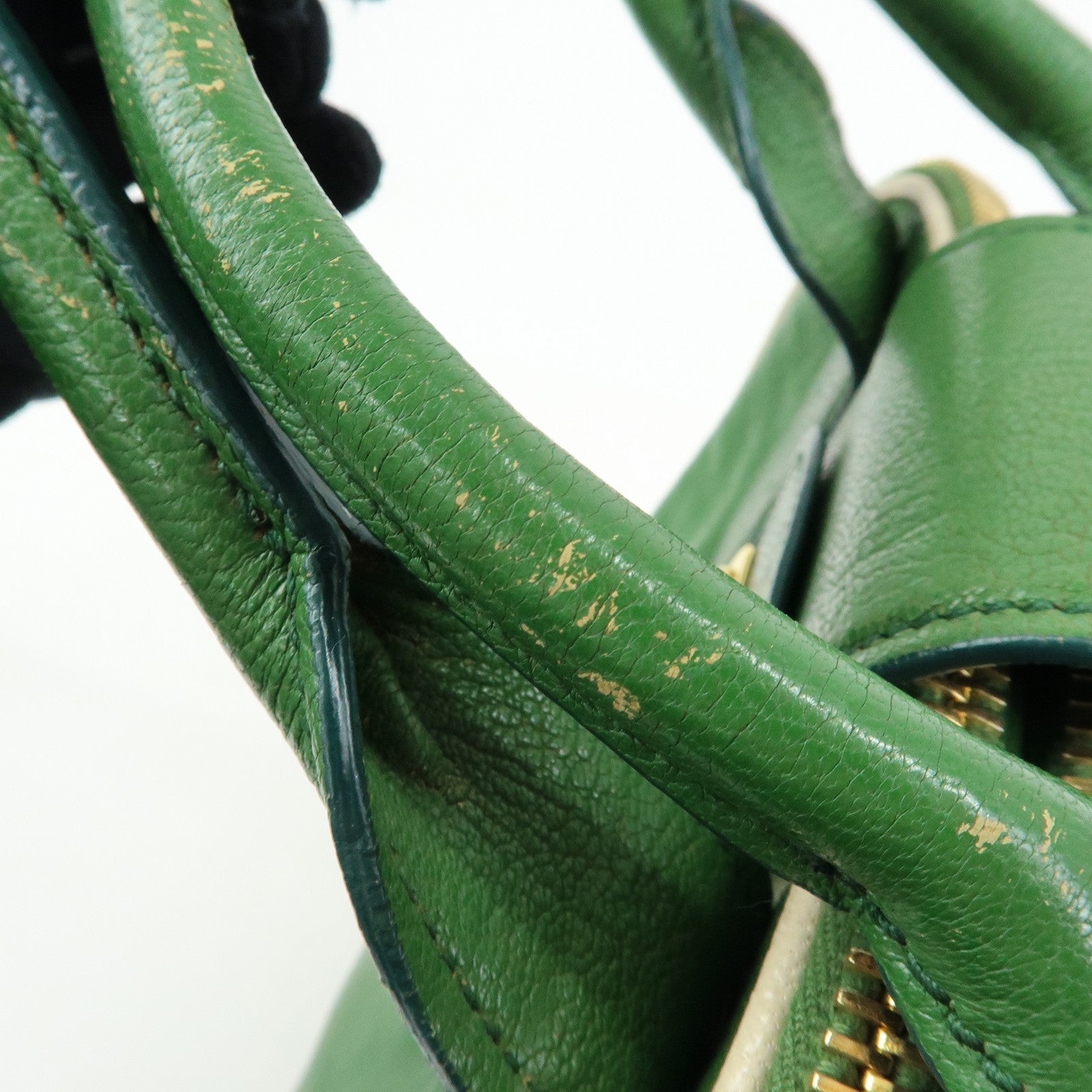 MIU MIU Madras Leather 2Way Bag Hand Bag Shoulder Bag Green