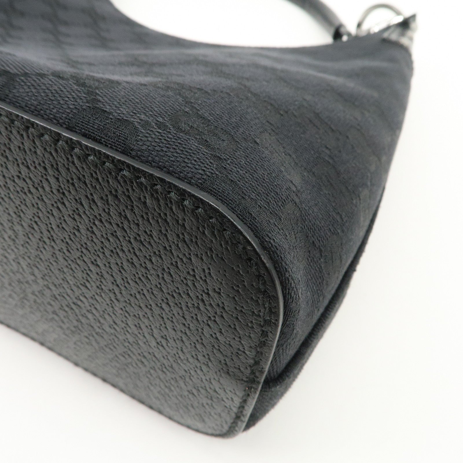 GUCCI GG Canvas Leather Shoulder Bag Hand Bag Black 115003