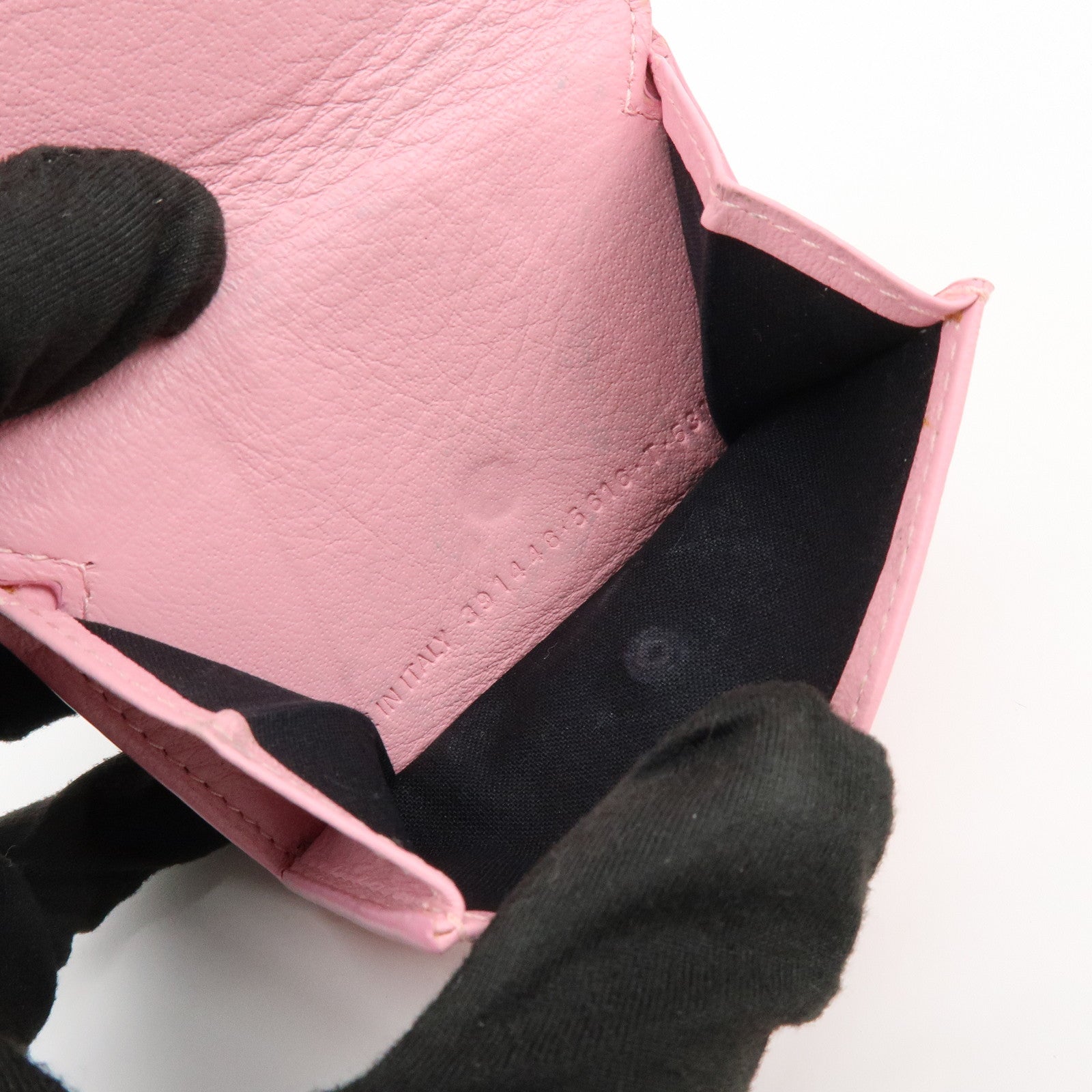 BALENCIAGA Leather Tri-fold Compact Wallet Pink 391446
