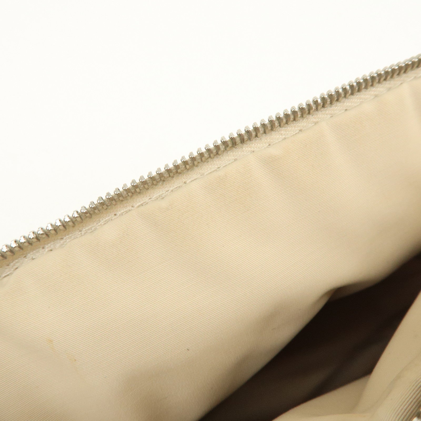 HERMES Bolide Mini Cotton Leather Pouch Cosmetic Case Ivory Beige