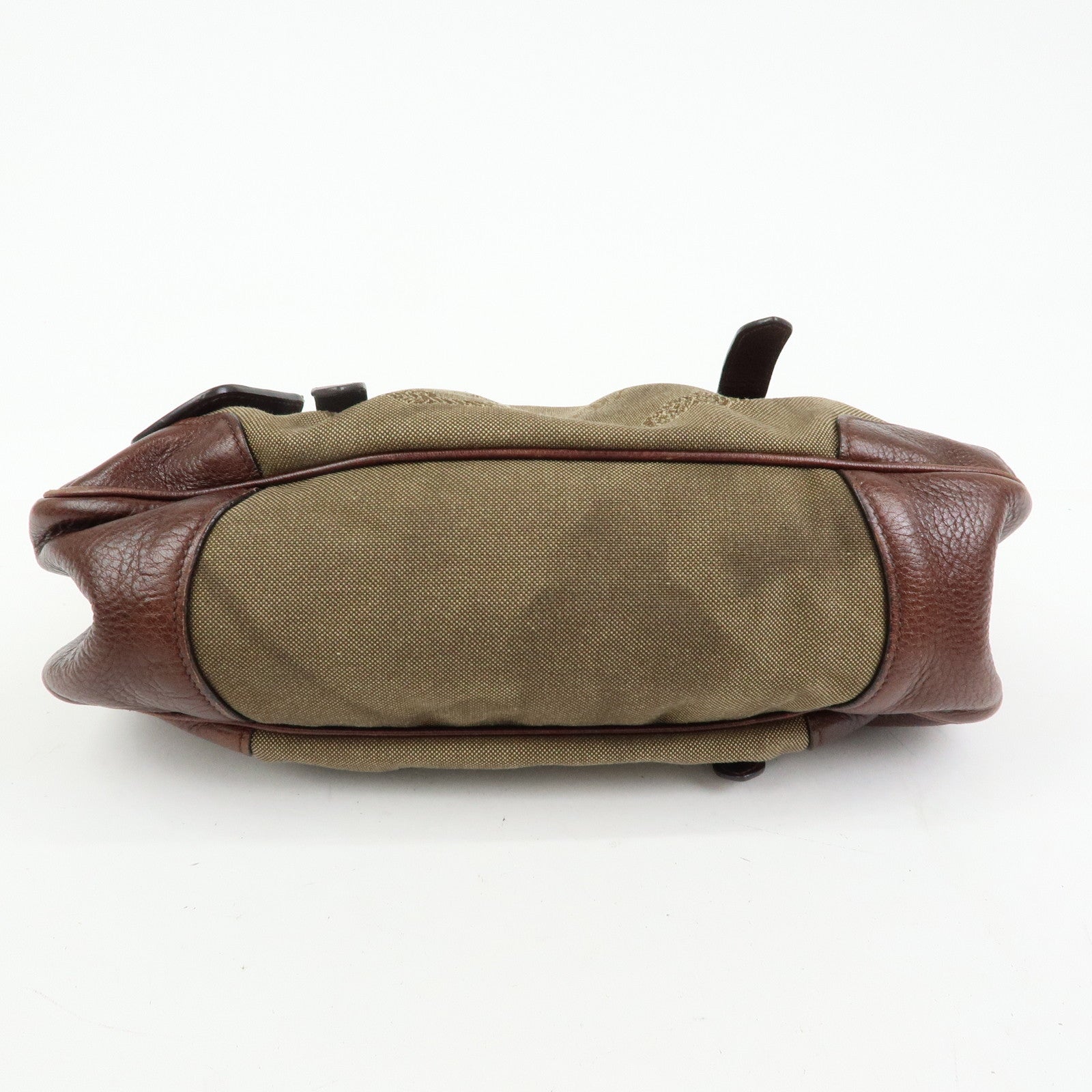 PRADA Logo Jacquard Leather 2Way Bag Hand Bag Shoulder Bag Brown