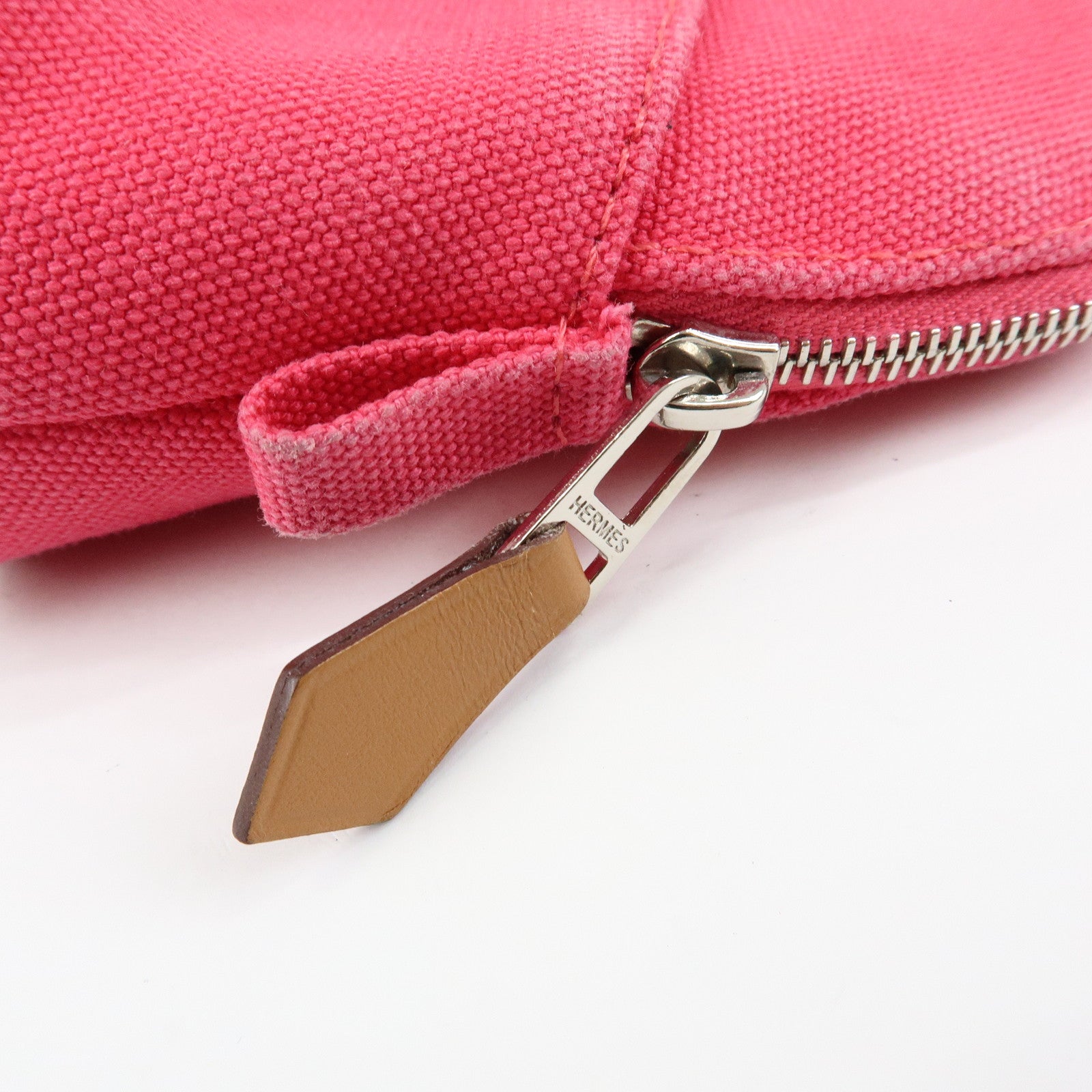 HERMES Canvas Leather Bolide Pouch Cosmetic Case Mini 16 Pink