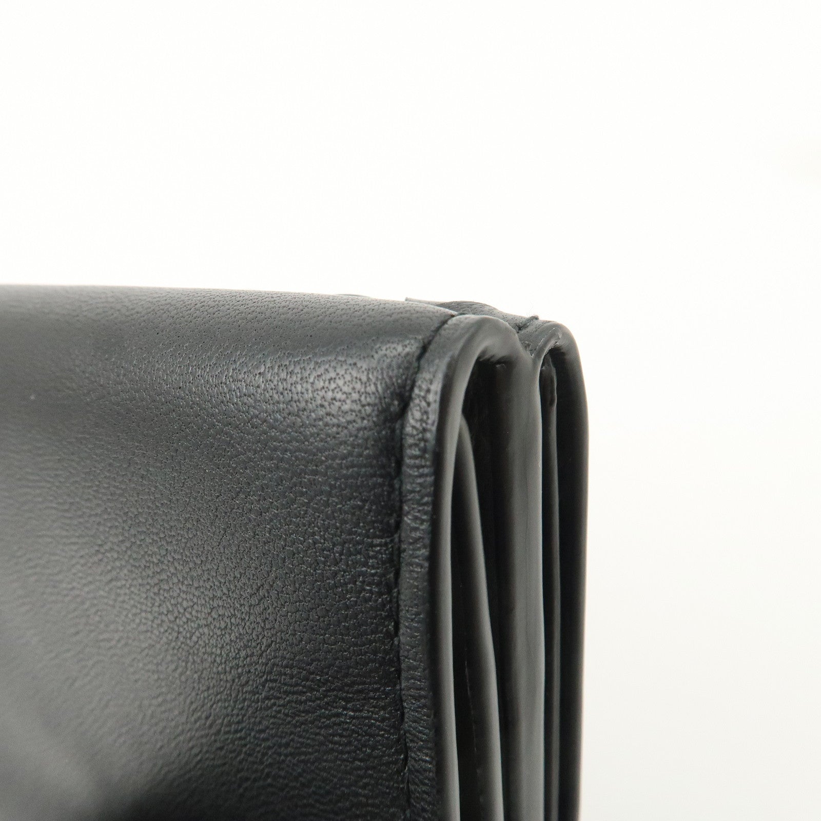 Bottega Veneta  Intrecciato Leather Tri-fold Compact Wallet Black