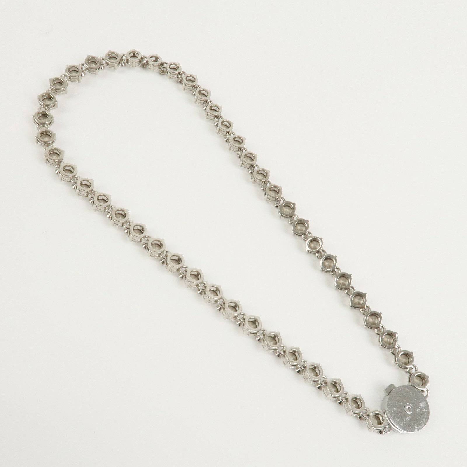 MIU MIU Logo Rhinestone Metal Necklace Choker Silver