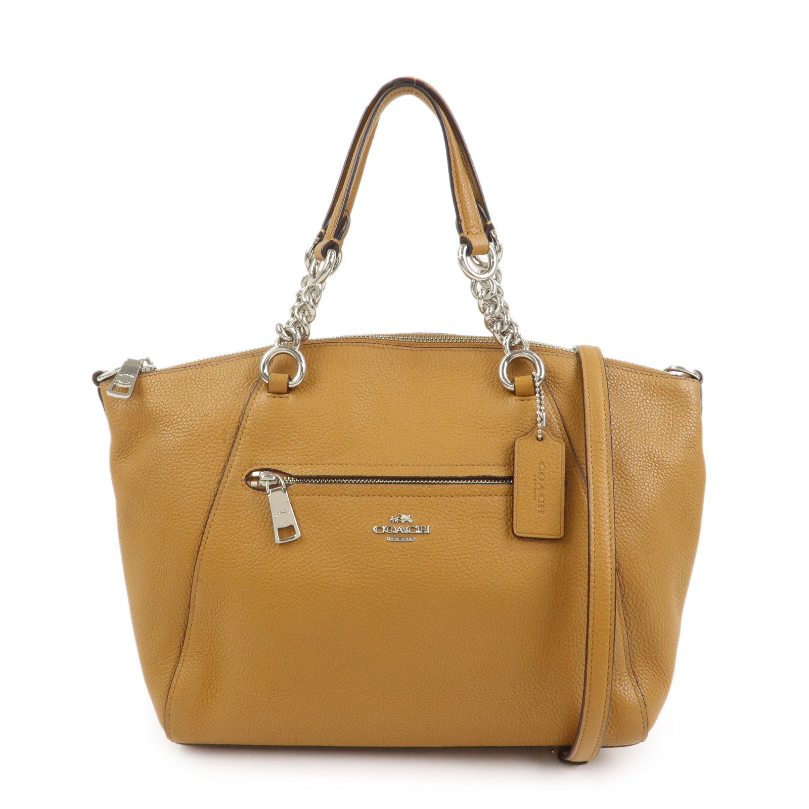 COACH Prairie Leather 2Way Shoulder Bag Hand Bag Brown