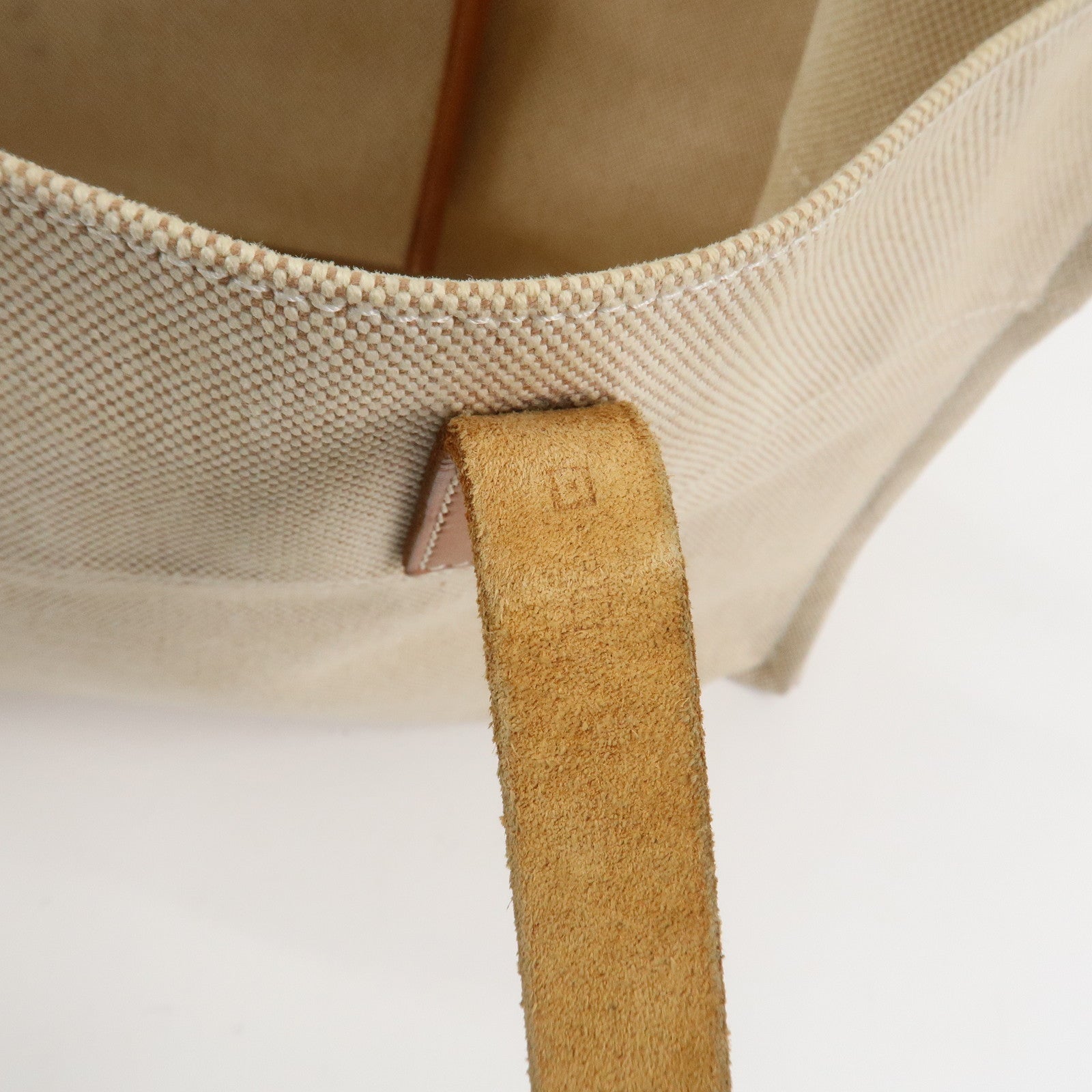 HERMES Etriviere Elan Toile H Leather Tote Bag Natural Brown