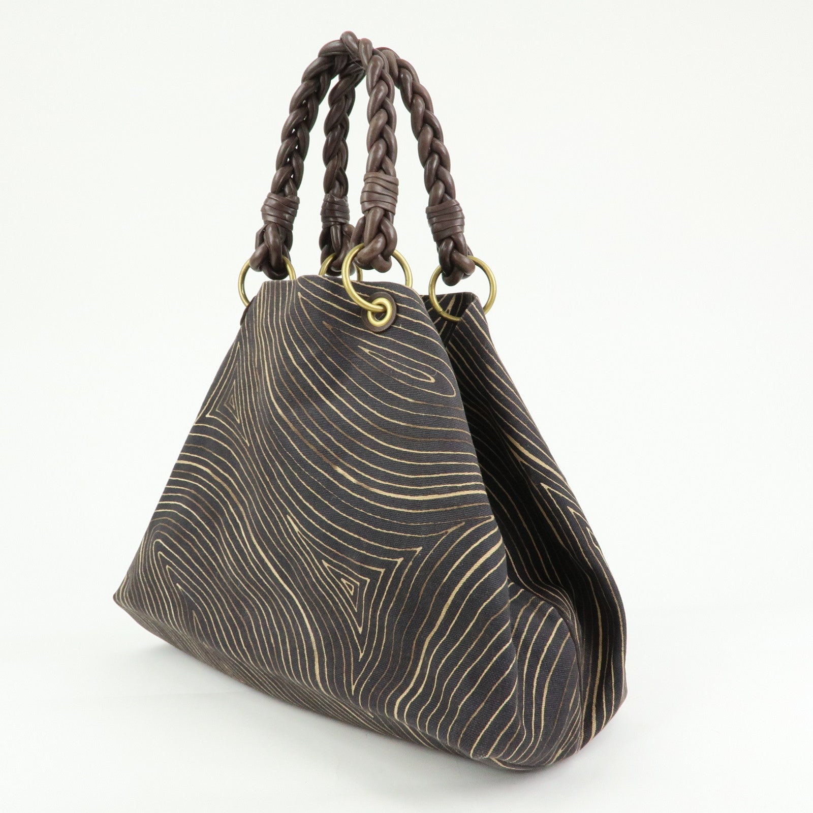 BOTTEGA VENETA Canvas Leather Tote Bag Hand Bag Brown