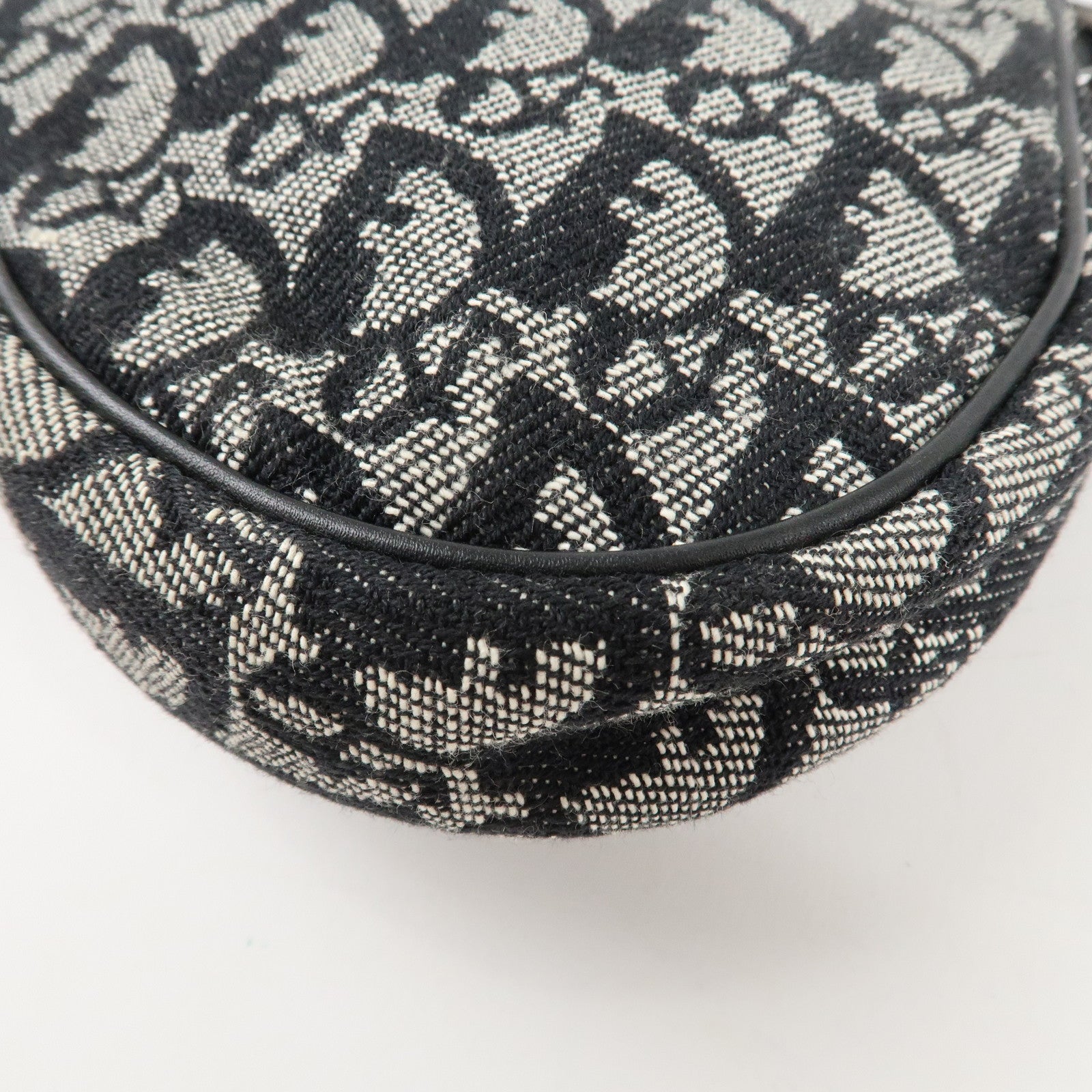 Christian Dior Trotter Canvas Leather Saddle Pouch Shoulder Bag Black Used