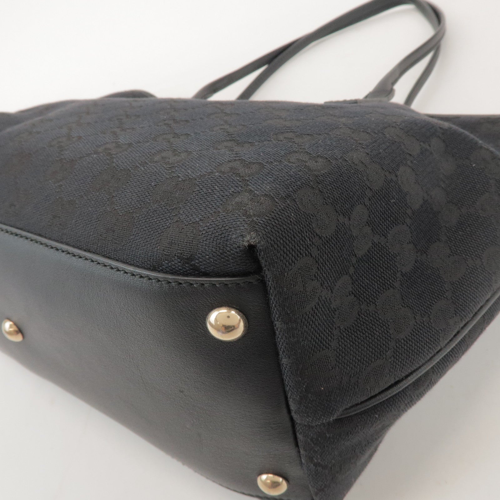 GUCCI New Britt GG Canvas Leather Tote Bag Hand Bag Black 169946