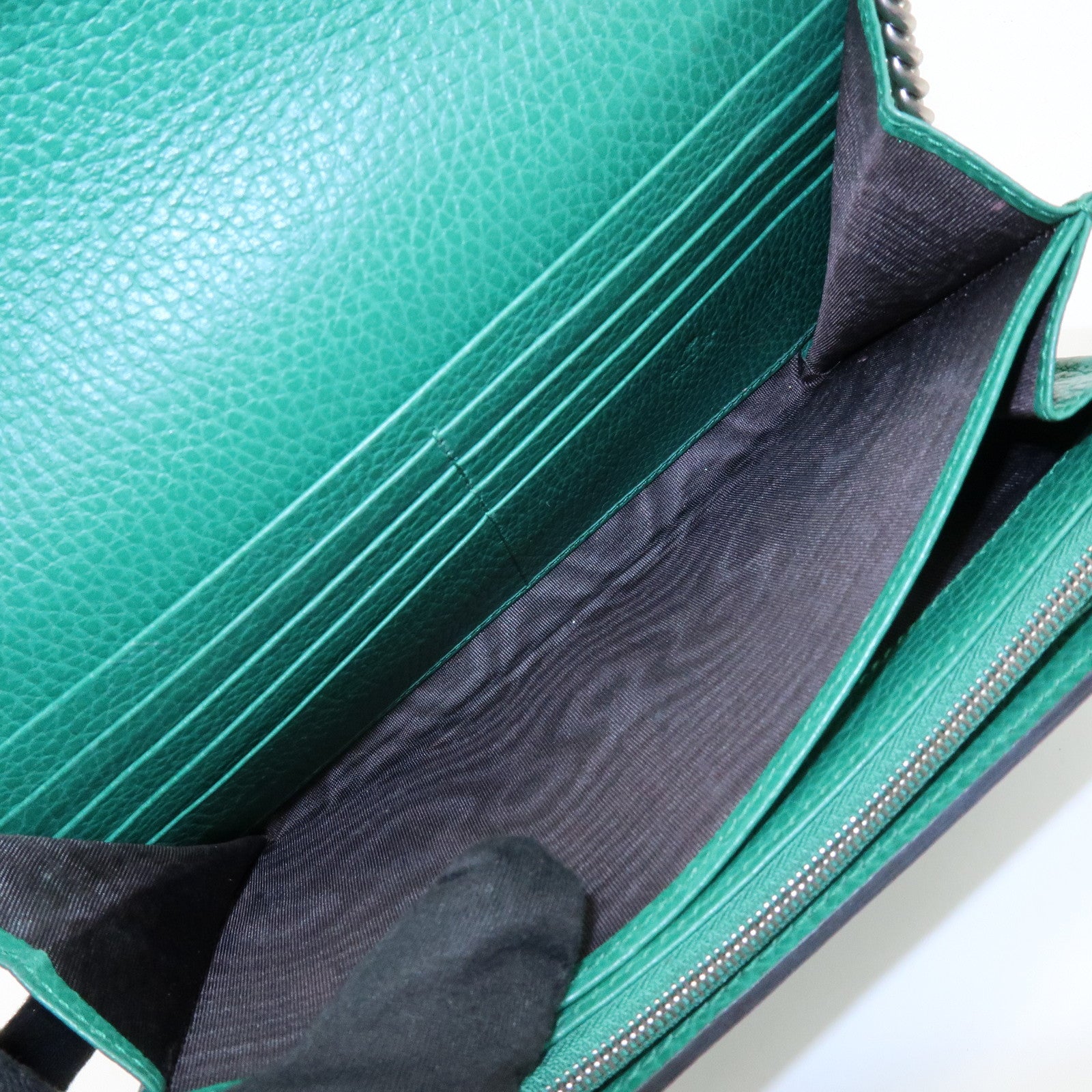GUCCI Dionysus Leather Chain Shoulder Bag Wallet Green 401231