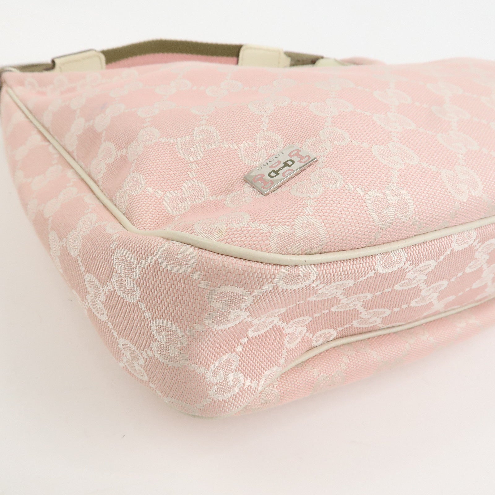 GUCCI Sherry Line GG Canvas Leather Shoulder Bag Pink 145757