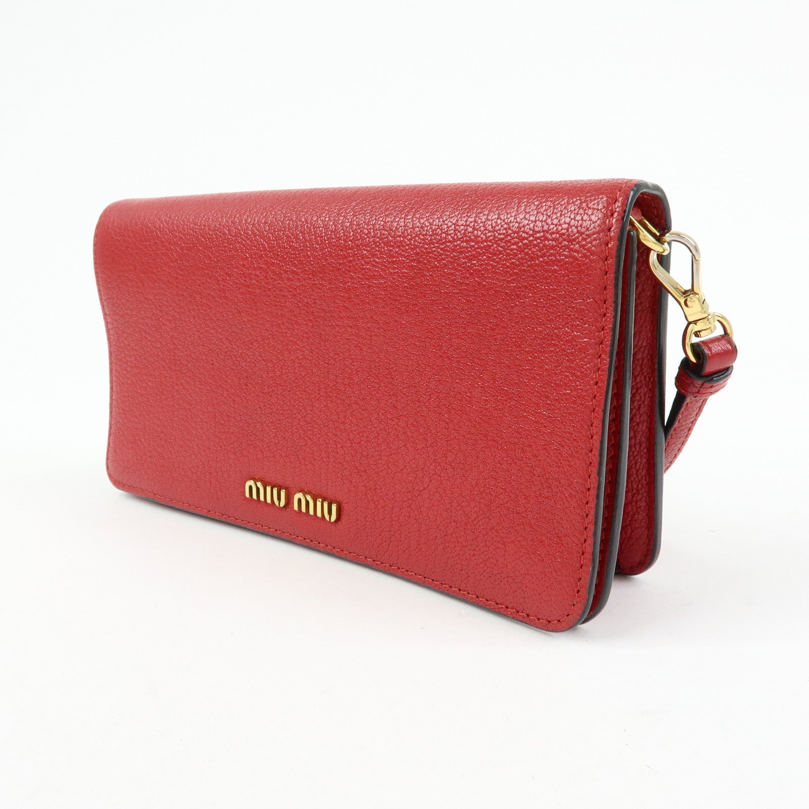 MIU MIU Madras Leather 2Way Bag Clutch Bag Shoulder Bag Red 5ZH044