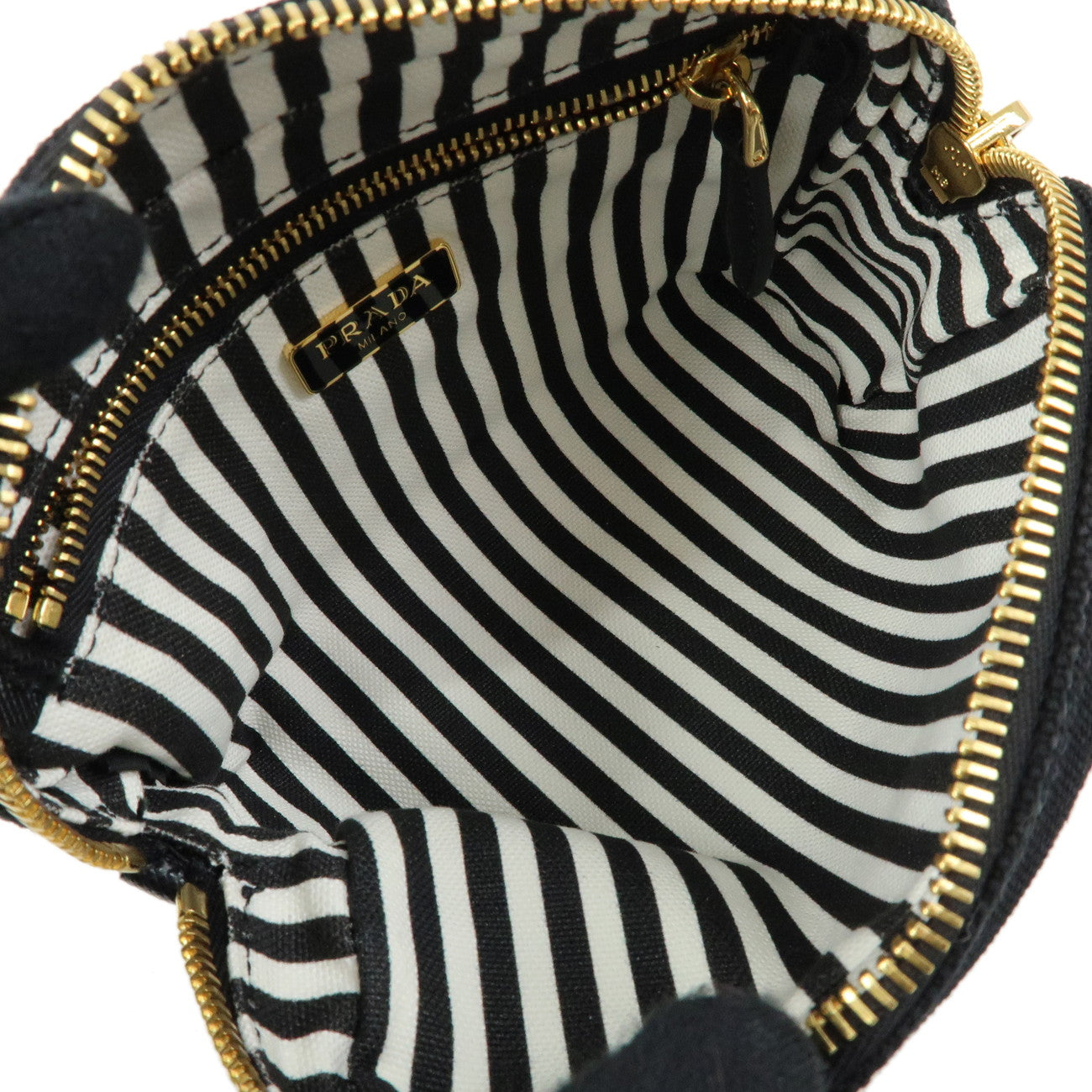 PRADA Logo Canapa Canvas Cosmetic Pouch Black 1NA021