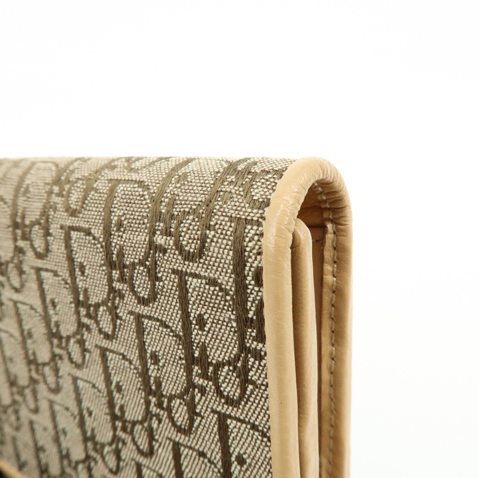 Christian Dior Trotter Jaquard Canvas Leather Long Wallet Brown