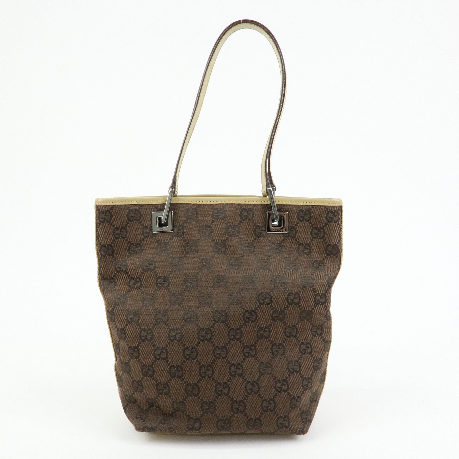 GUCCI GG Canvas Leather Tote Bag Shoulder Bag Brown Beige 31244