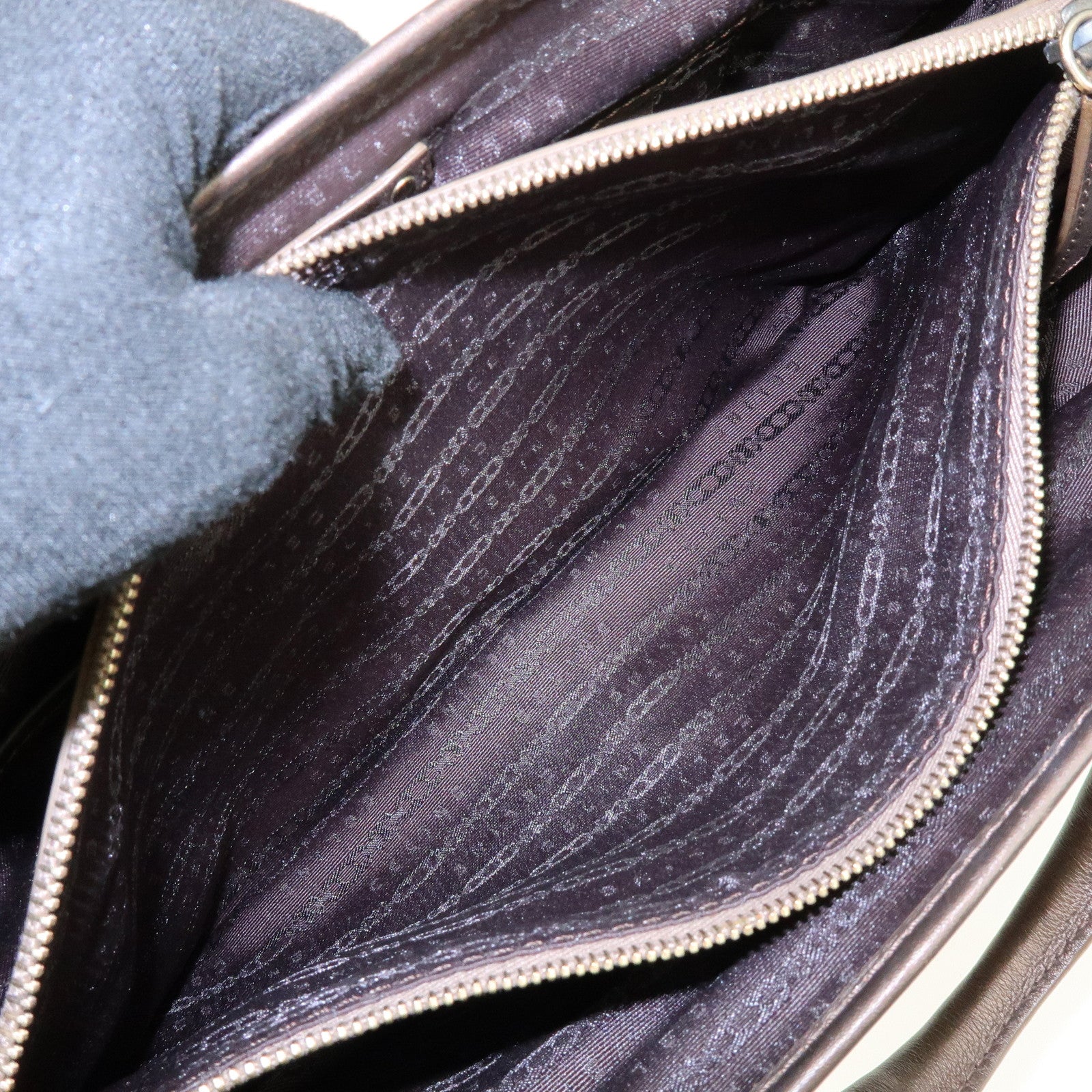 CELINE Macadam Canvas Leather Boogie Bag Hand Bag Brown