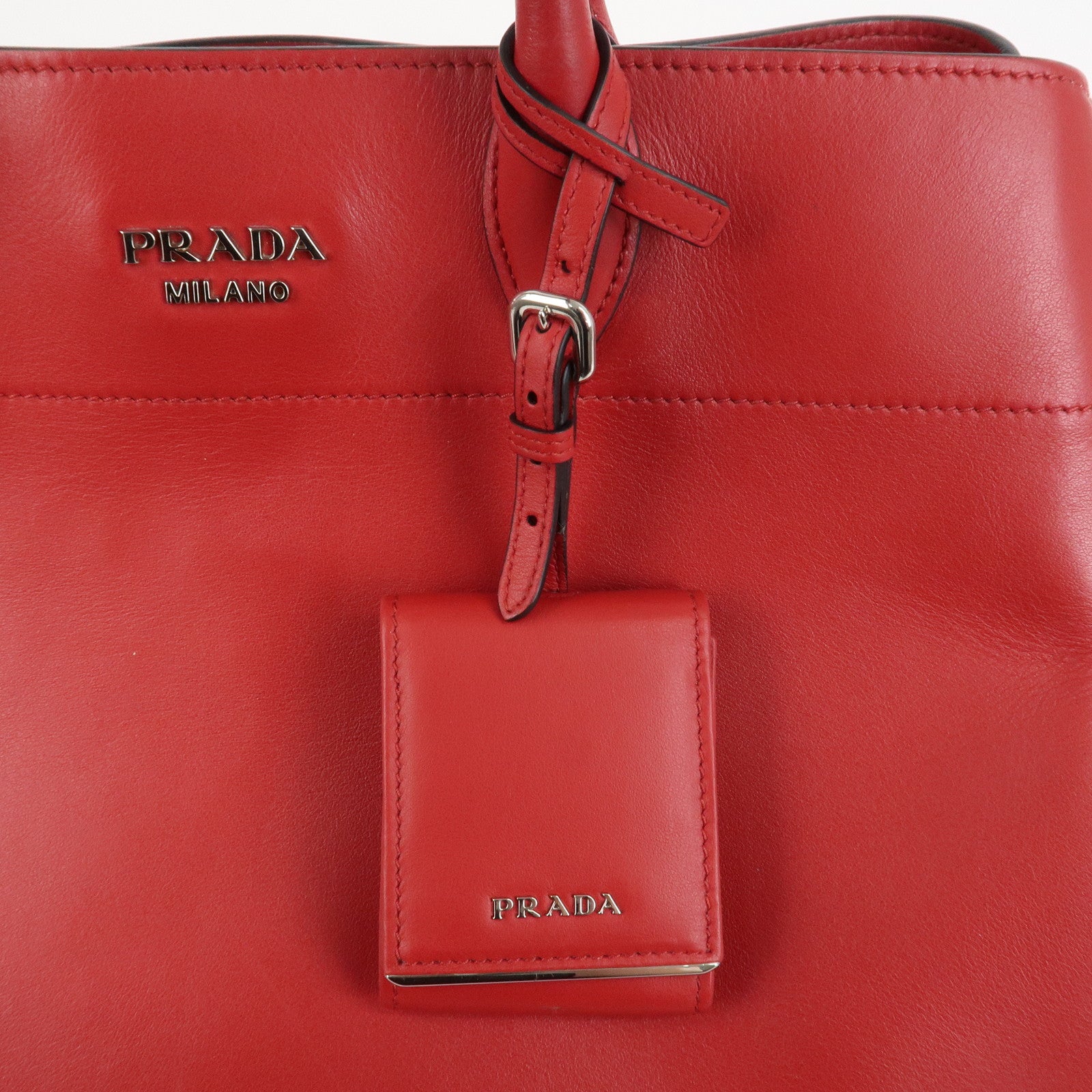 PRADA Logo Leather 2Way Bag Tote Bag Hand Bag Shoulder Bag 1BG041