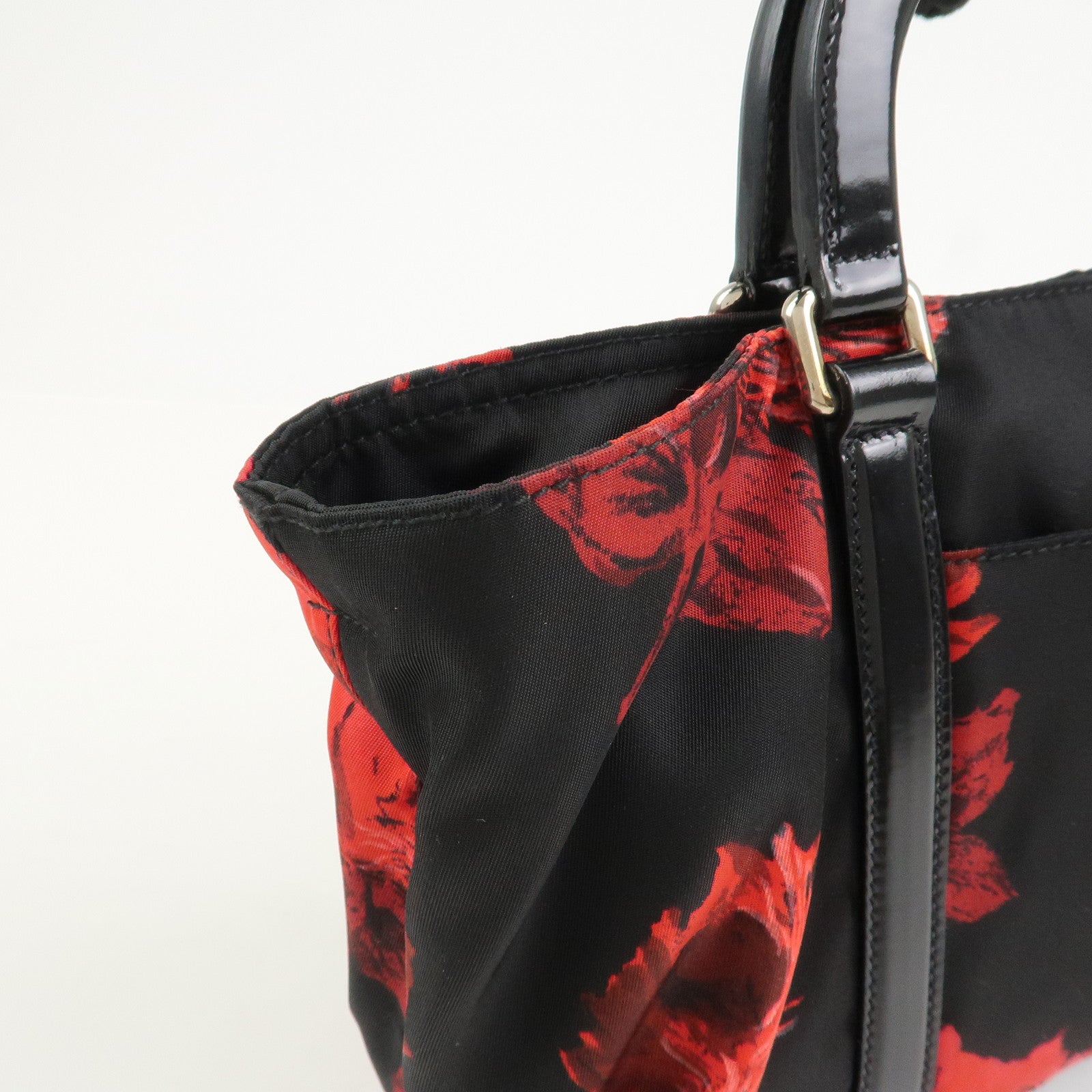 PRADA Triangle Logo Nylon Leather 2Way Tote Bag Hand Bag BN1066