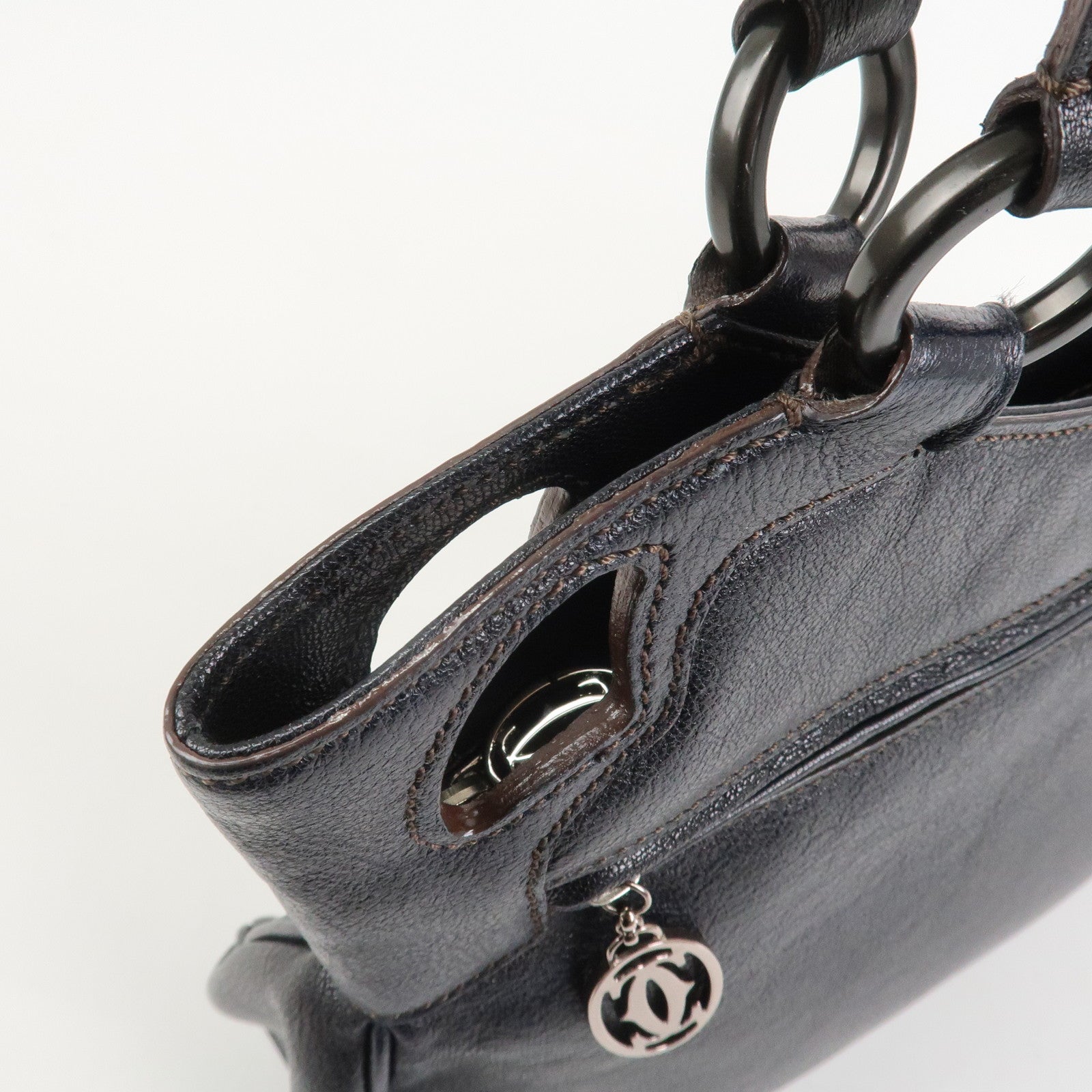 Cartier Marcello Leather Hand Bag Tote Bag Black