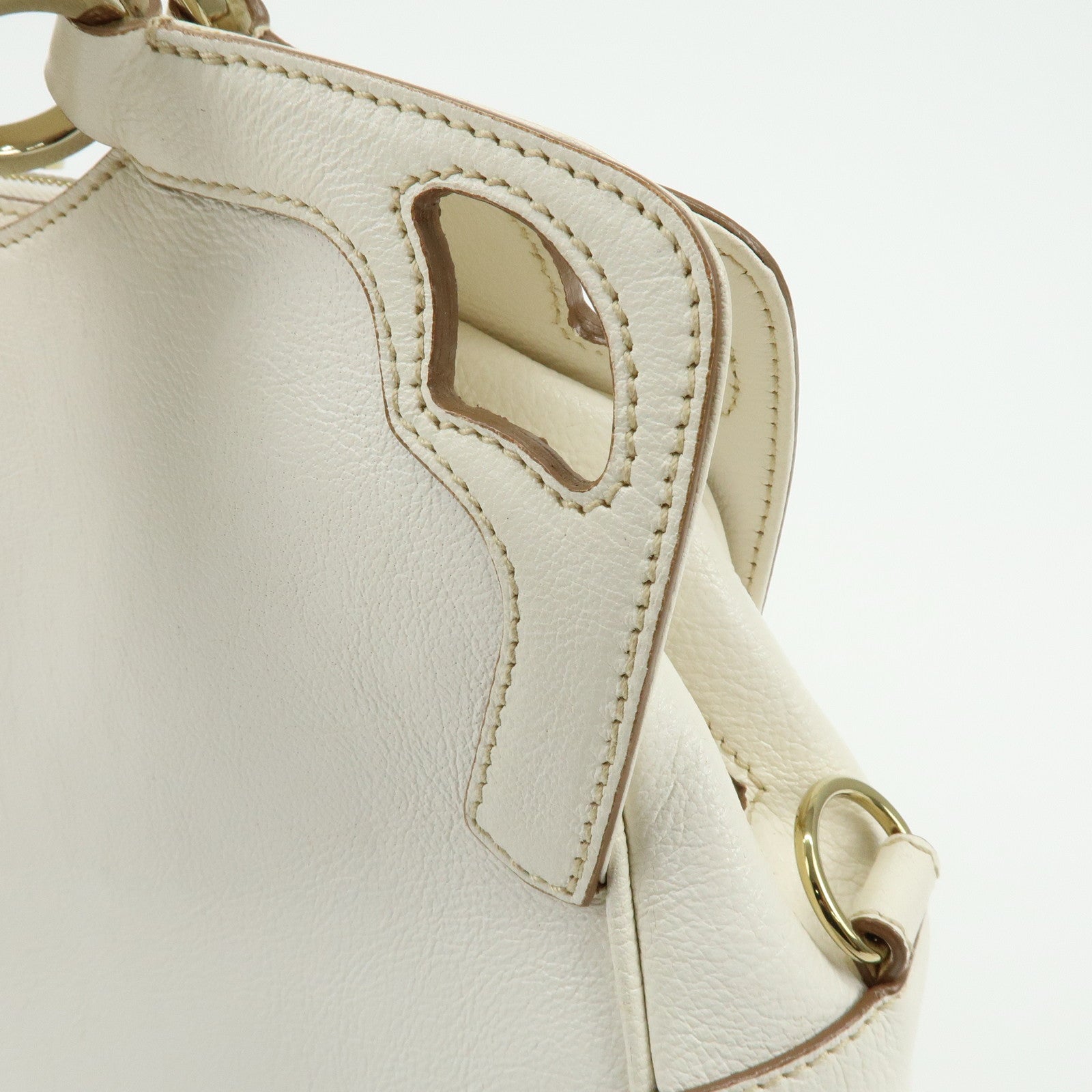 Cartier Marcello Leather 2Way Bag Shoulder Bag Hand Bag Ivory